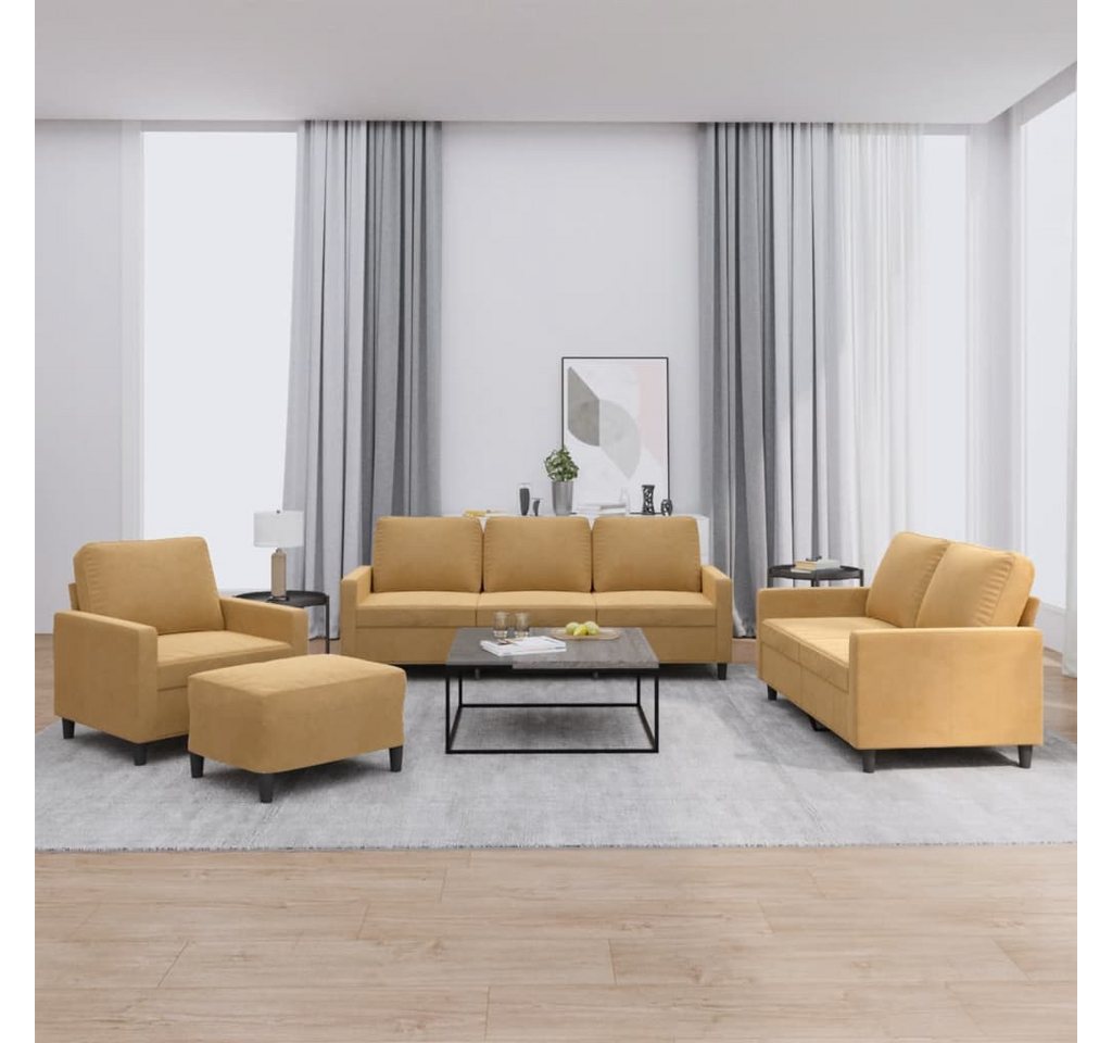 vidaXL Sofa Sofagarnitur Set mit Kissen Samt, 4-tlg., Braun günstig online kaufen