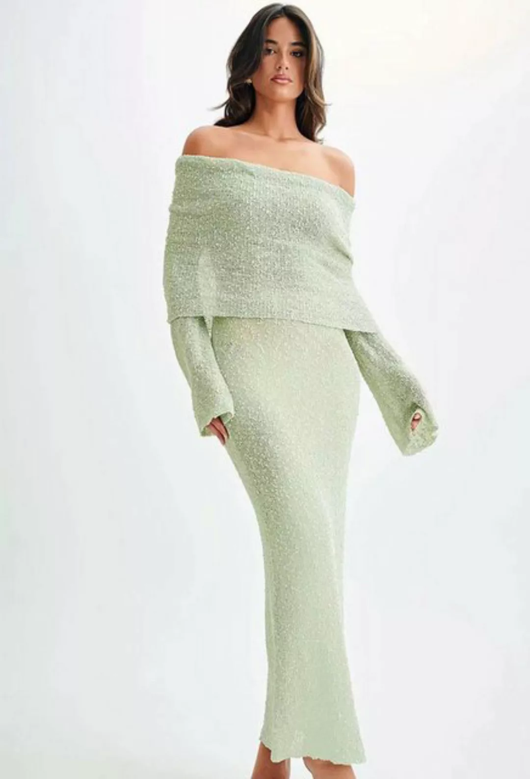 CHENIN Strickkleid Strandkleid, langärmelig, One-Shoulder-Kleid, langes Kle günstig online kaufen