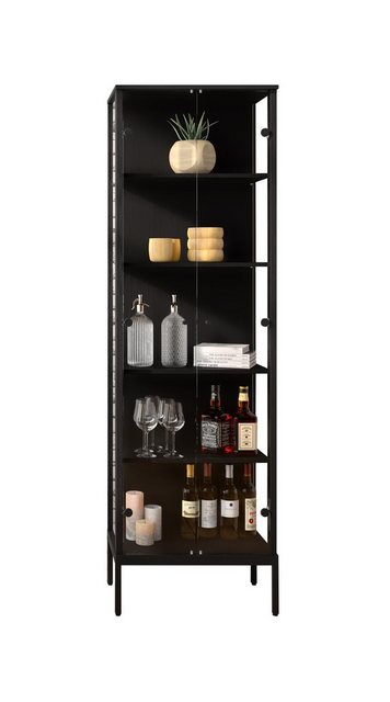 freiraum Vitrine STEP 5 Fächer, 2 Türen, 4 Böden, Schwarz - 57,4x187,6x32,7 günstig online kaufen