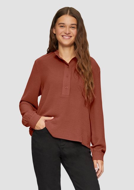 QS Langarmbluse Crêpe-Bluse mit Knopfleiste Raffung günstig online kaufen