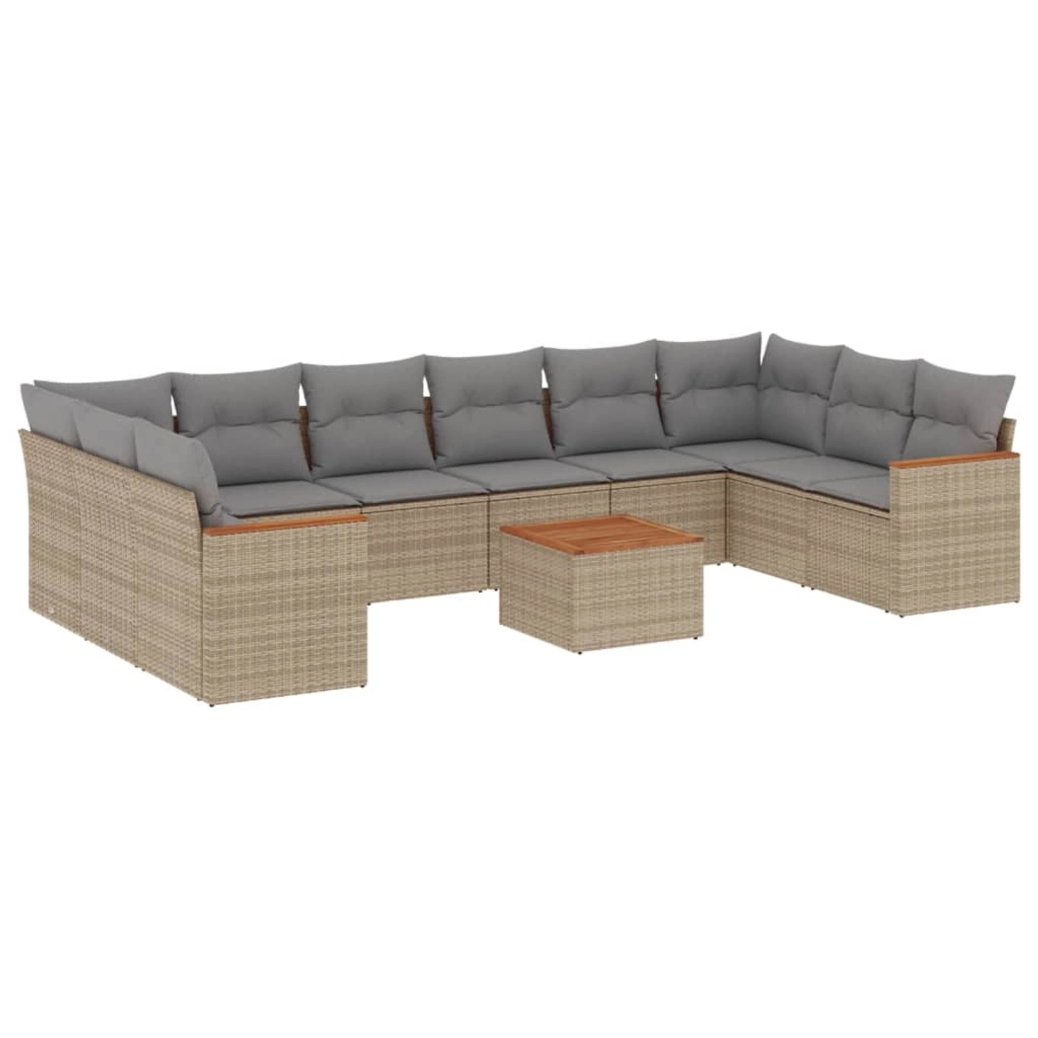 vidaXL 11-Tlg Garten-Sofagarnitur mit Kissen Beige Poly Rattan 3258734 günstig online kaufen