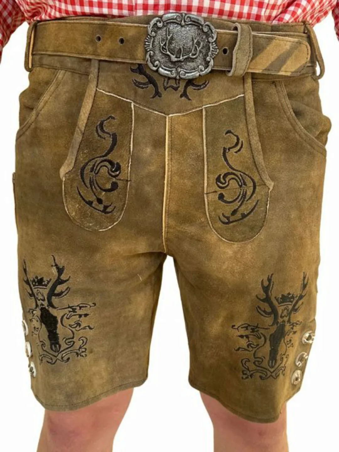 Dretaild Trachtenhose Premium Herren Lederhose Ziegenleder kurz mit günstig online kaufen