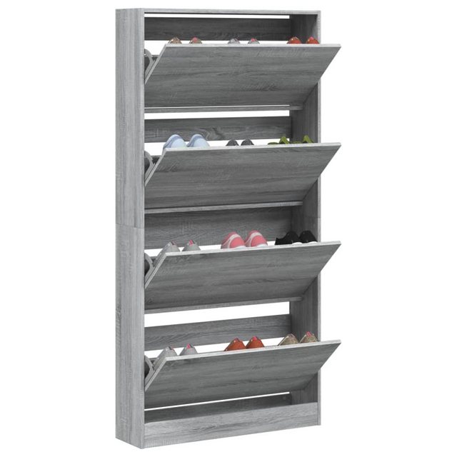 vidaXL Schuhschrank Schuhschrank mit 4 Klappen Grau Sonoma 80x21x163,5 cm günstig online kaufen