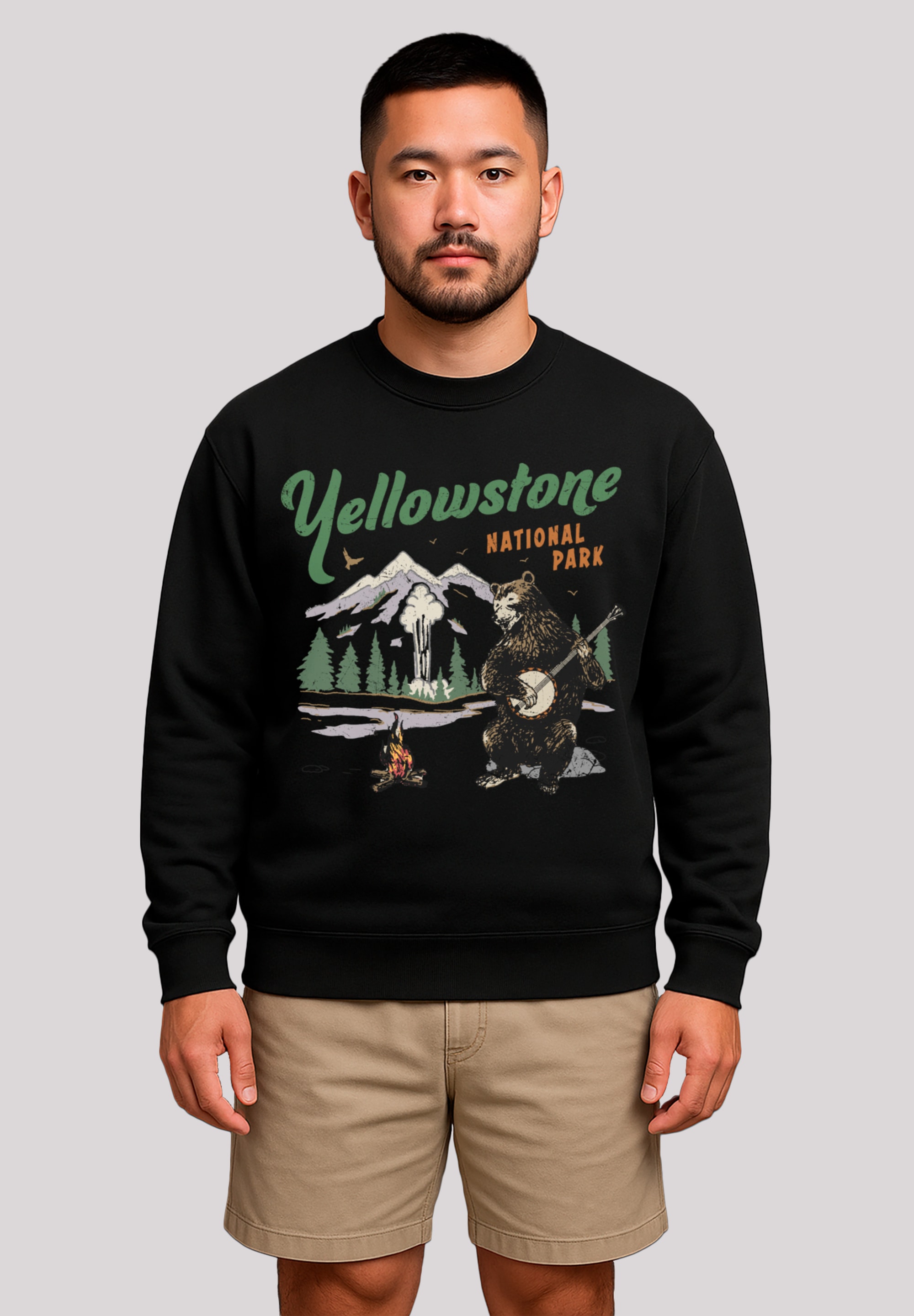F4NT4STIC Sweatshirt "US National Parks Yellowstone Bear Playing Banjo", Pr günstig online kaufen