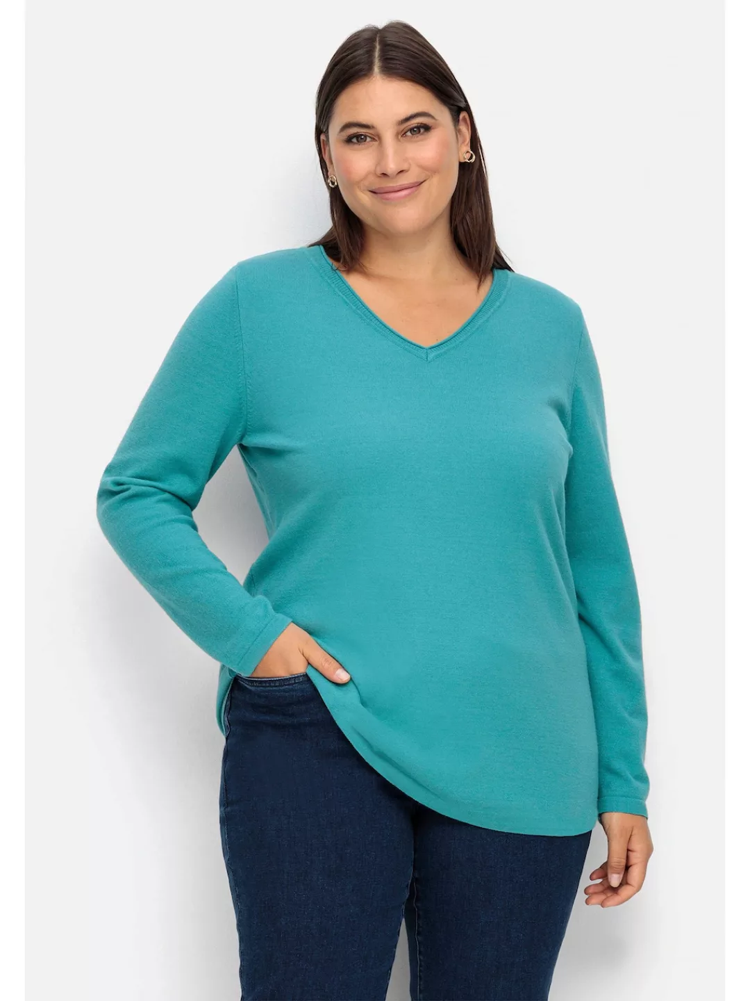 Sheego V-Ausschnitt-Pullover "Große Größen", in flauschig weicher Qualität günstig online kaufen