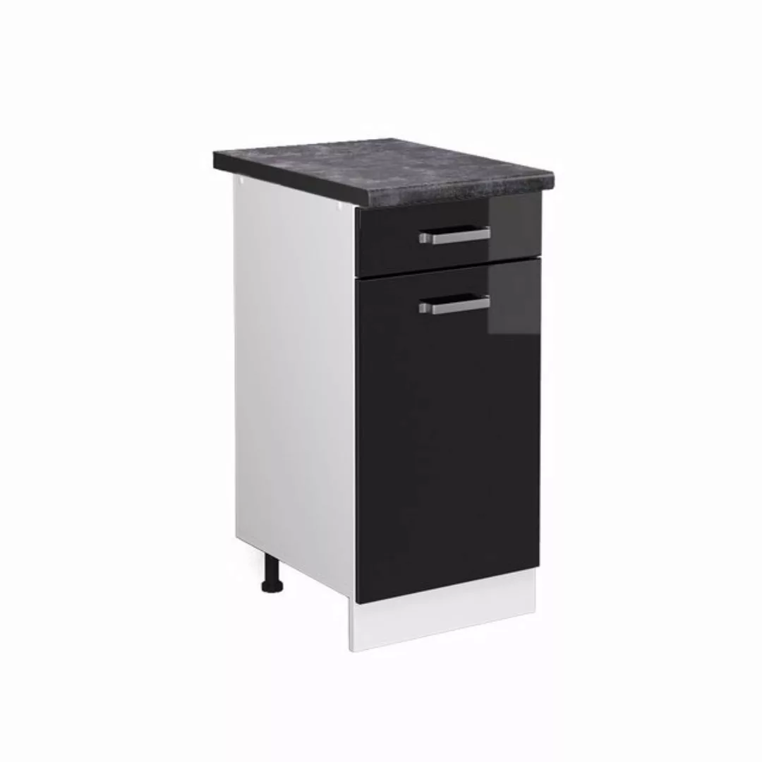 Vicco Unterschrank R-Line, Schwarz Hochglanz/Weiß, 40 cm, AP Anthrazit günstig online kaufen