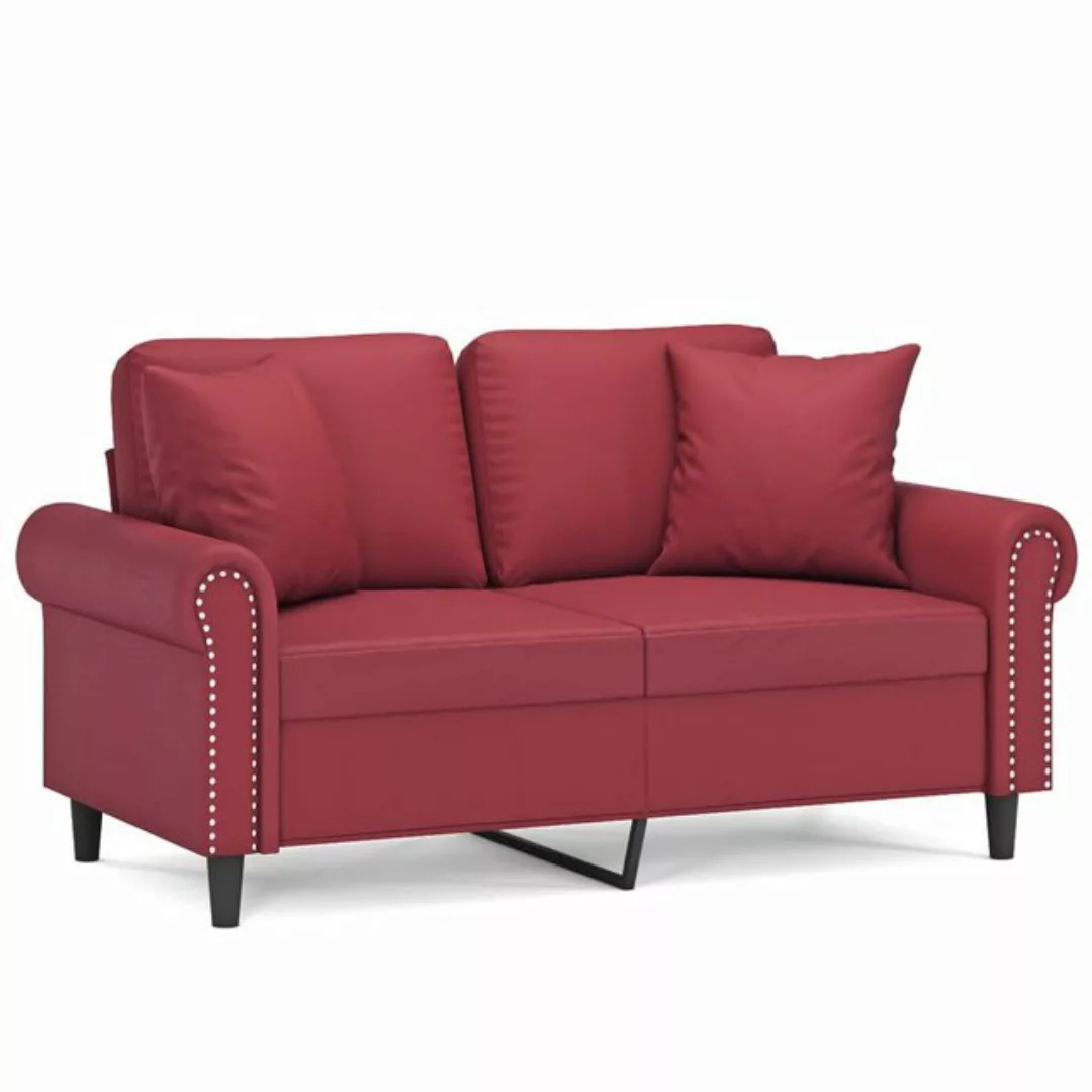 vidaXL Sofa, 2-Sitzer-Sofa mit Zierkissen Weinrot 120 cm Kunstleder günstig online kaufen