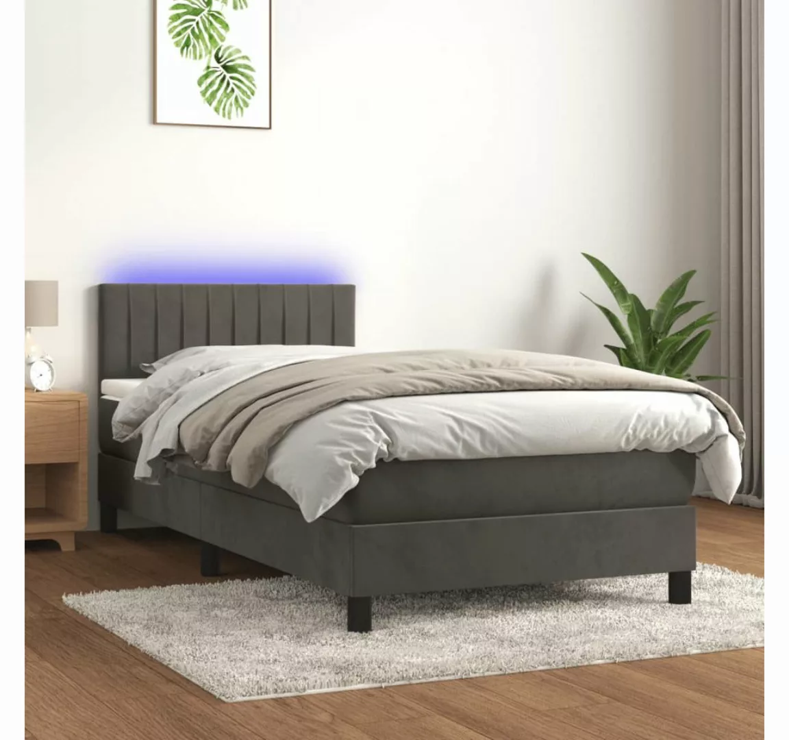 vidaXL Boxspringbett Bett Boxspringbett mit Matratze & LED Samt (80 x 200 c günstig online kaufen