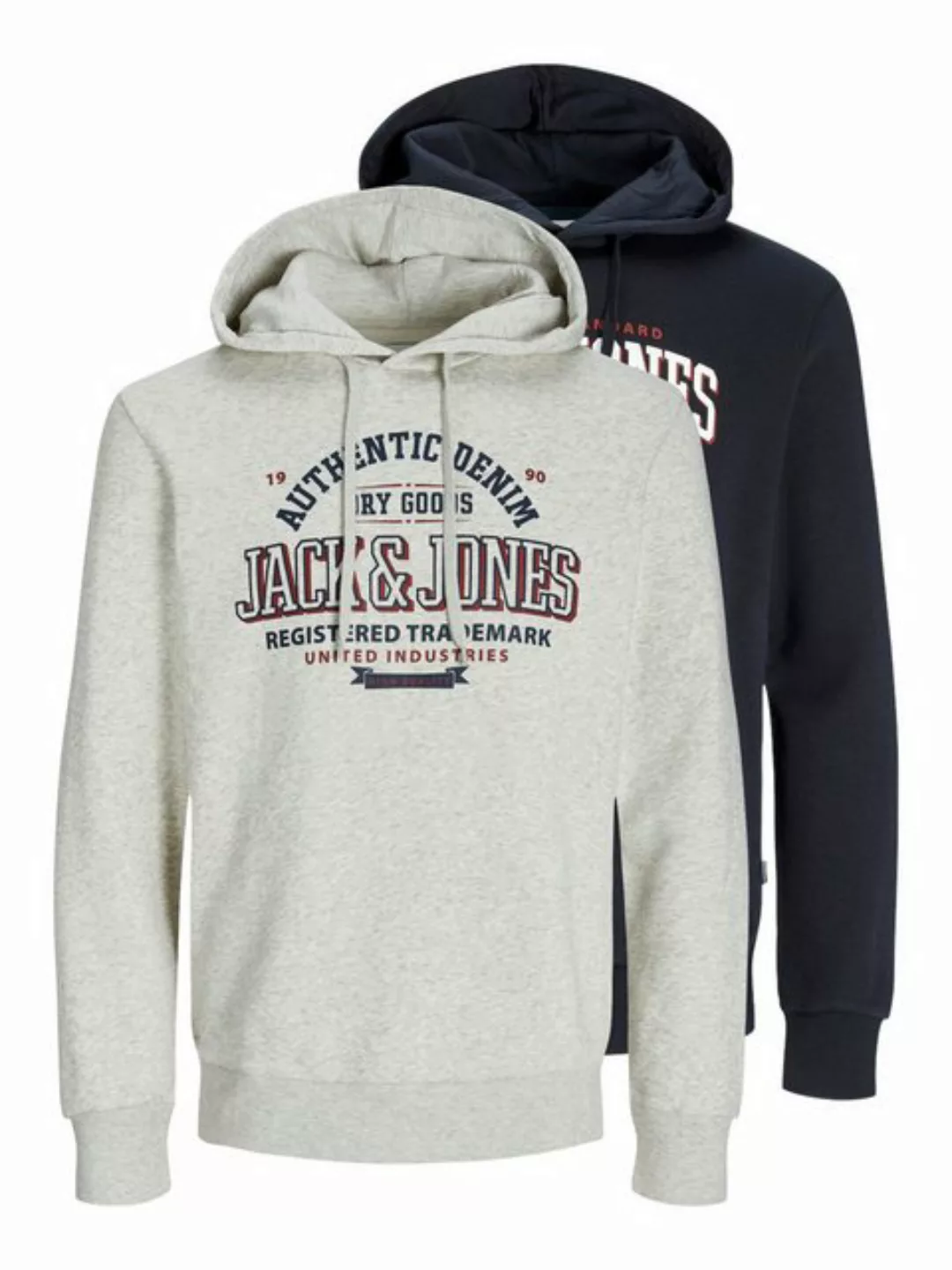 Jack & Jones Kapuzensweatshirt JJELOGO SWEAT HOOD 2 COL 24/25 2PK MP (Packu günstig online kaufen