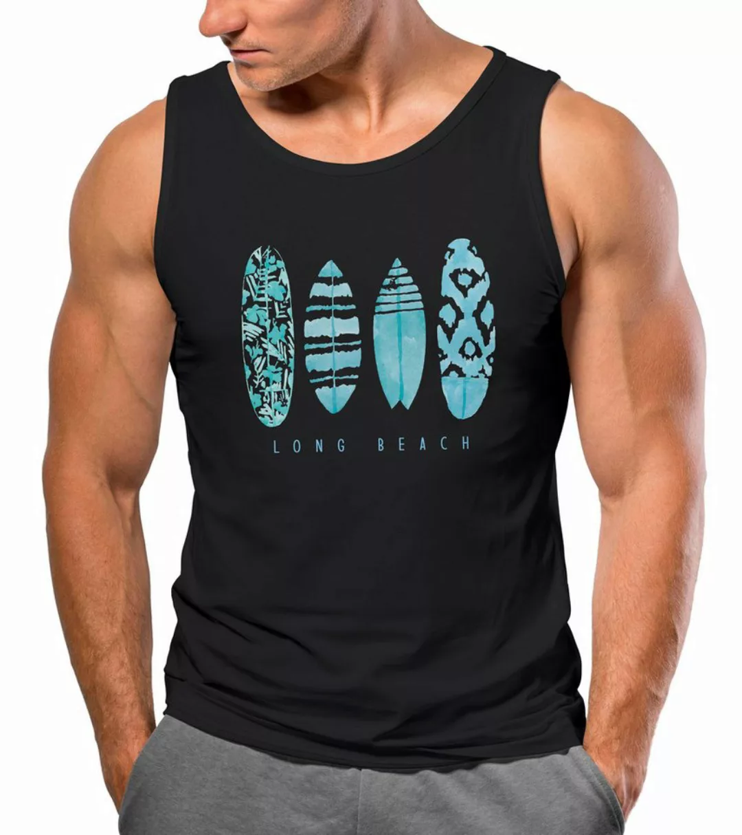 Neverless Tanktop Herren Tank-Top Surfing Fashion Aufdruck Long Beach Surfb günstig online kaufen