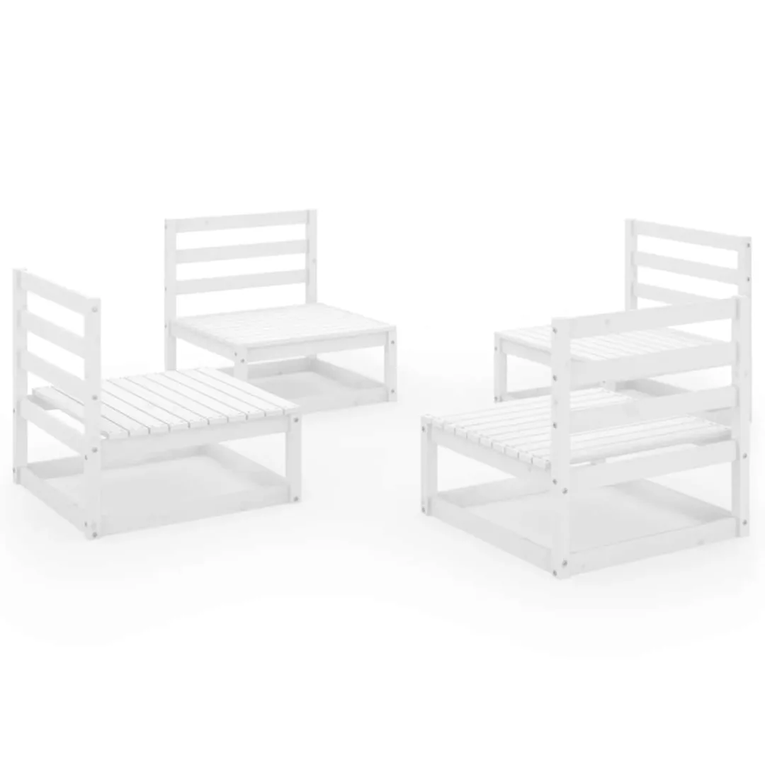 4-tlg. Garten-lounge-set Weiß Kiefer Massivholz günstig online kaufen