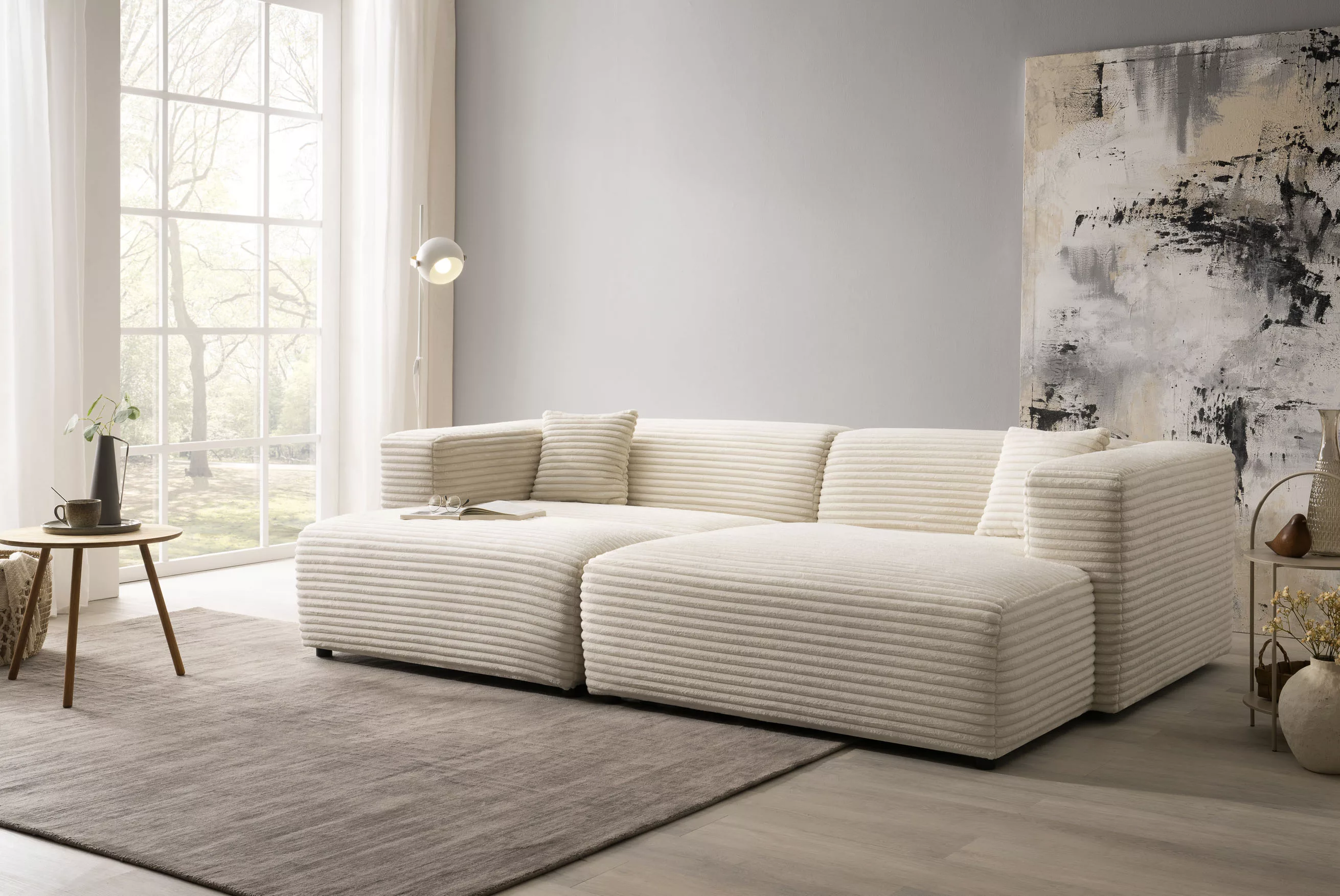 andas Polsterecke "BAKELS", Ecksofa-Set (incl. Hocker) im trendigen Megacor günstig online kaufen