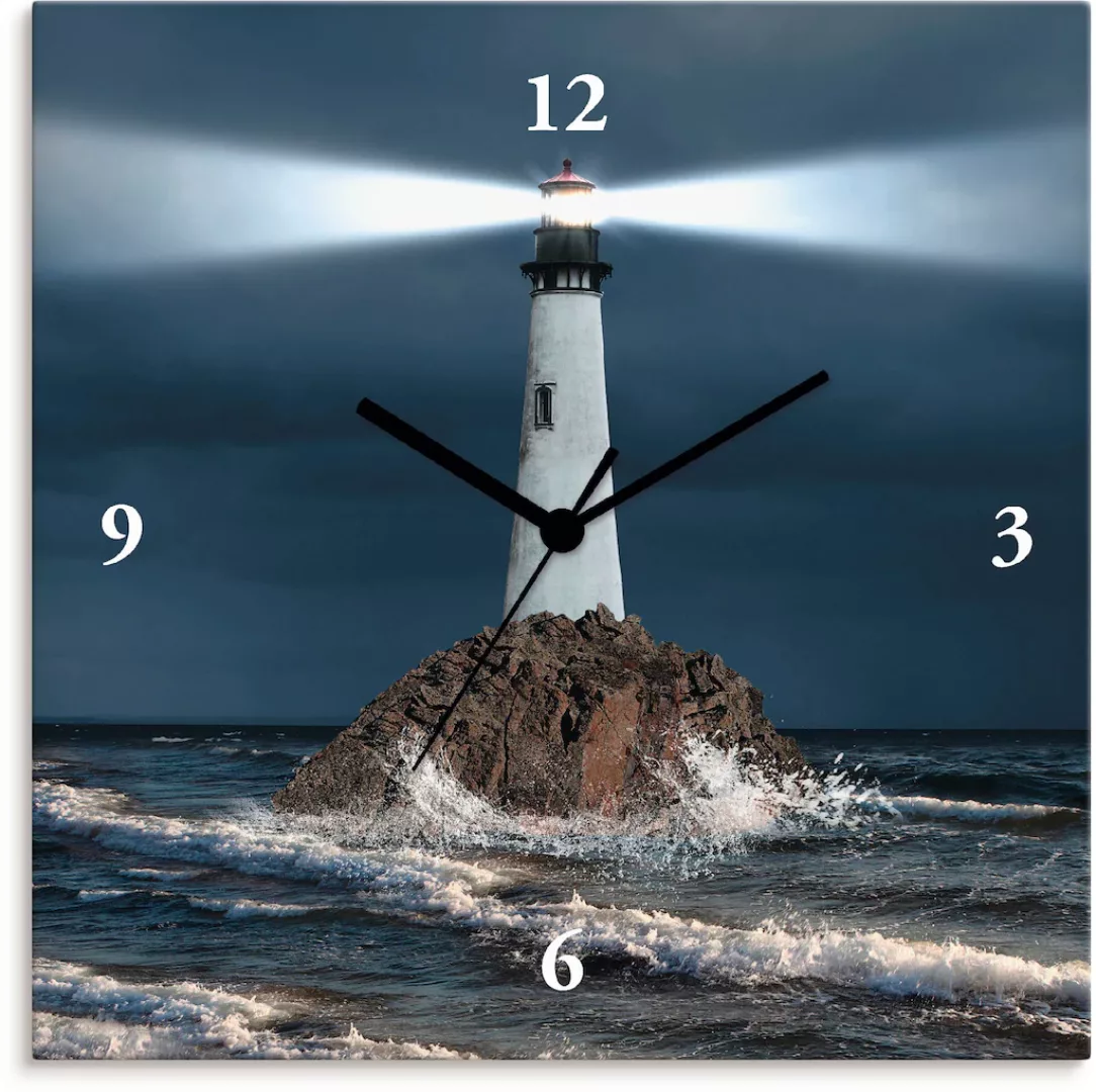 Artland Wanduhr "Bild von Leuchtturm mit Lichtstrahl" günstig online kaufen