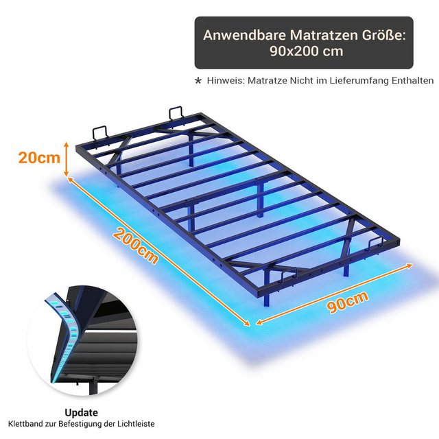 MSMASK Metallbett Schwebebett Bettgestell mit LED-Beleuchtung (Ohne Matratz günstig online kaufen