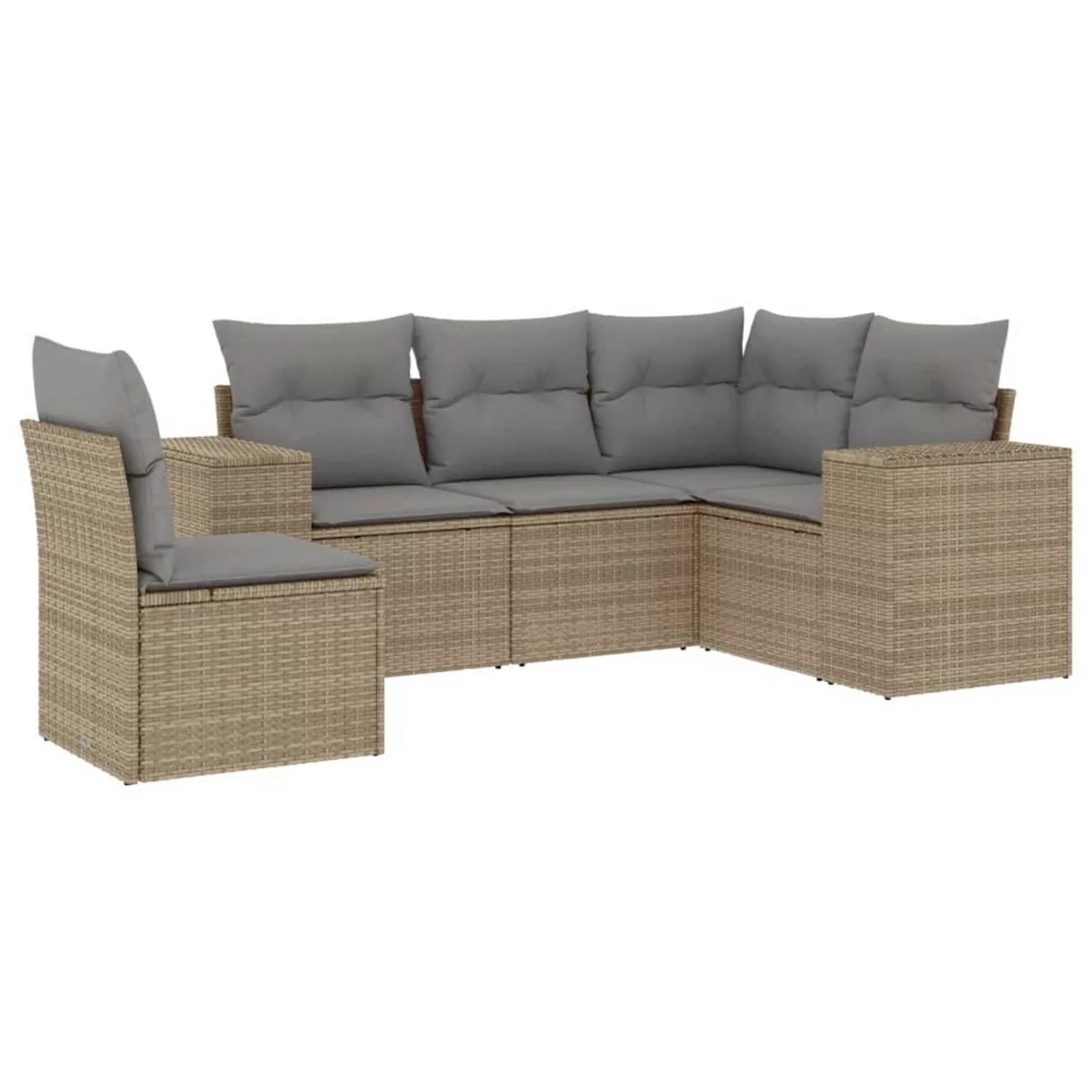 vidaXL 5-tlg Garten-Sofagarnitur mit Kissen Beige Poly Rattan Modell 172 günstig online kaufen