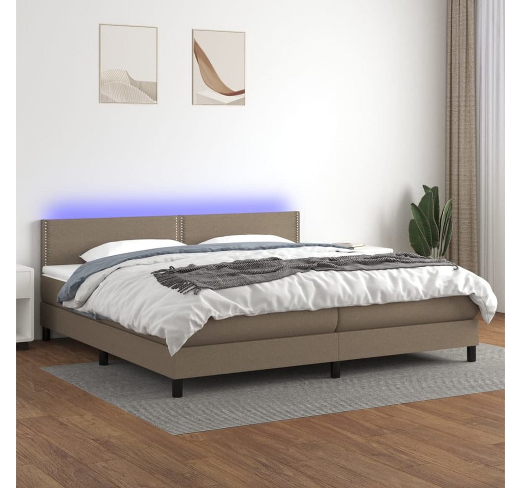 vidaXL Boxspringbett Boxspringbett mit Matratze LED Taupe 200x200 cm Stoff günstig online kaufen