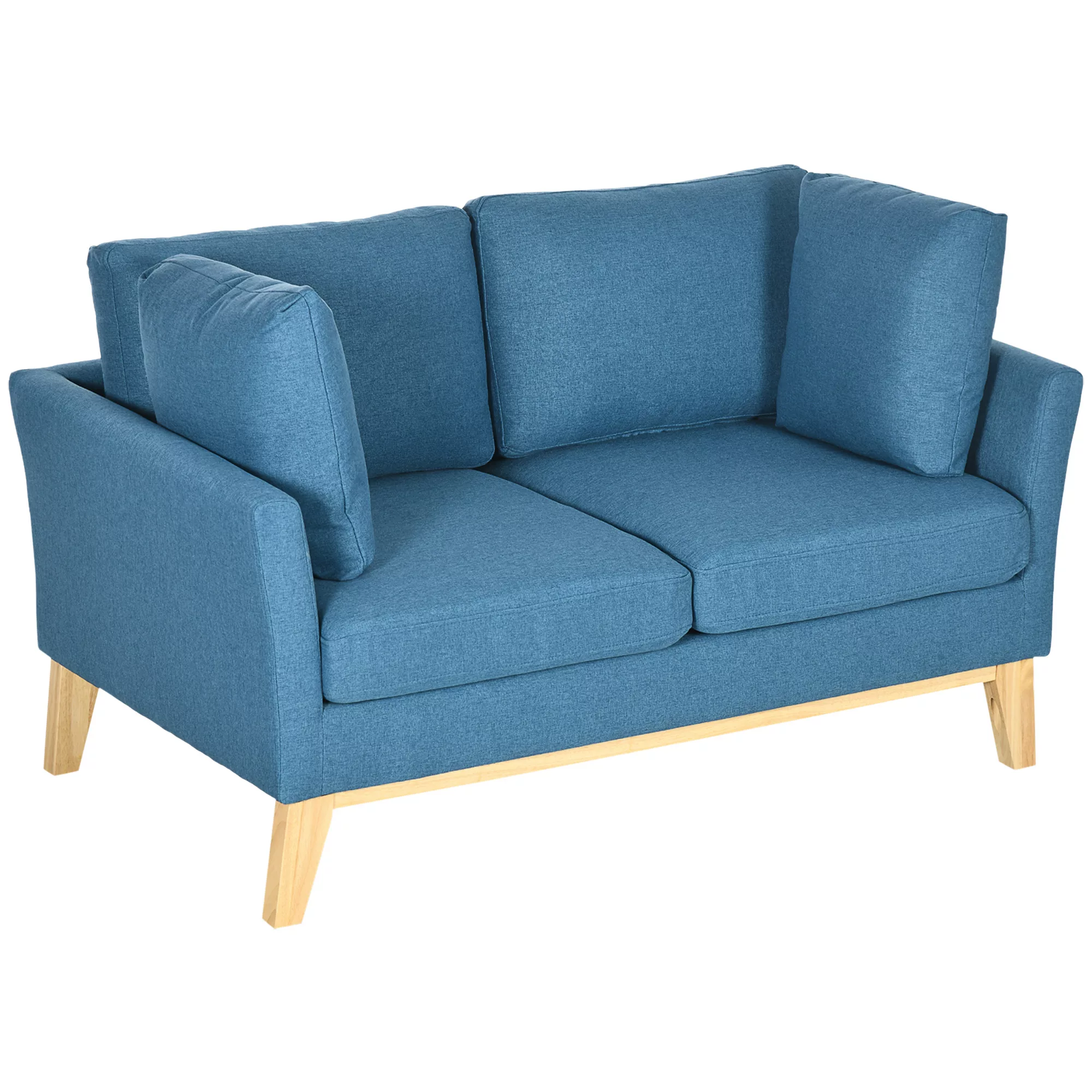 HOMCOM 2-Sitzer Sofa Doppelsofa Leinenoptik Zweisitzer Kissen Holzbeine bis günstig online kaufen