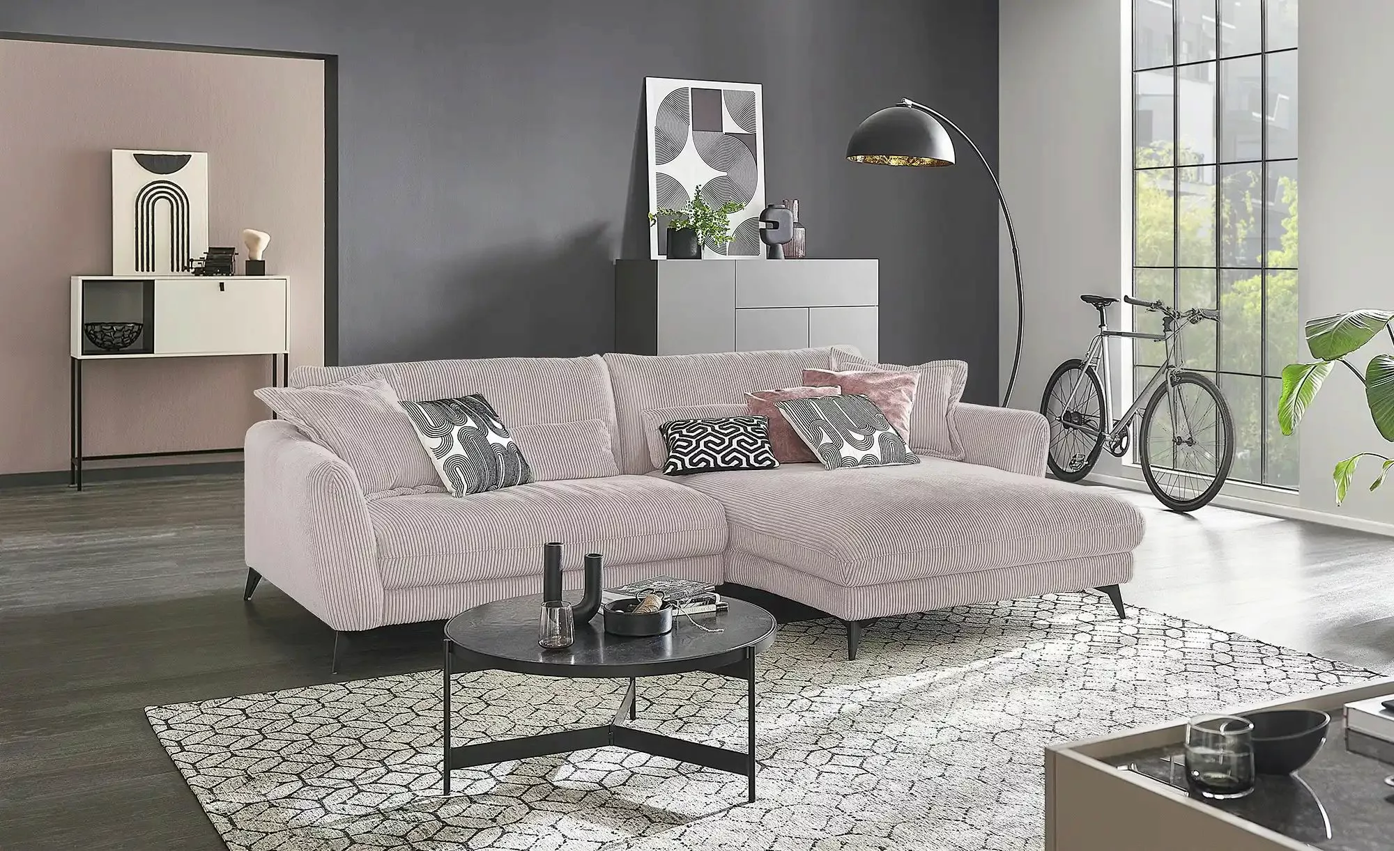 Ecksofa Cordstoff Amina ¦ beige ¦ Maße (cm): B: 288 H: 81 T: 194.0 Polsterm günstig online kaufen