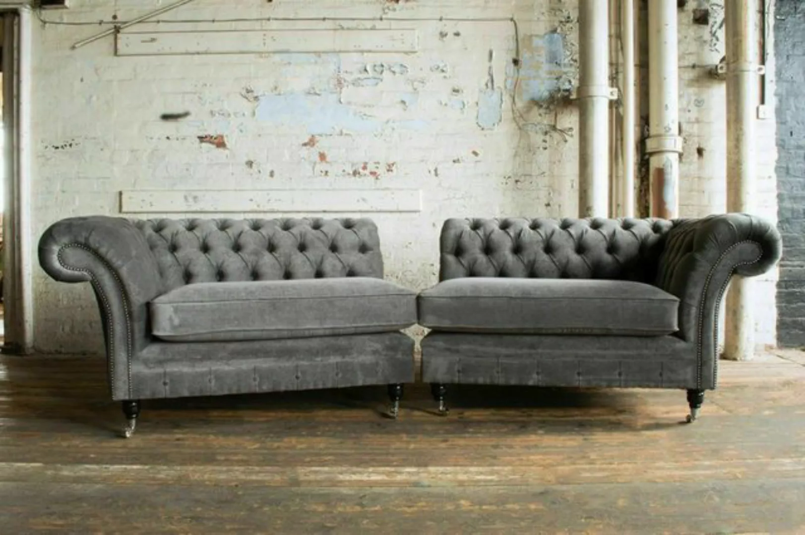 JVmoebel Chesterfield-Sofa, XXL Big Sofa Couch 2 Teile Chesterfield Leder T günstig online kaufen