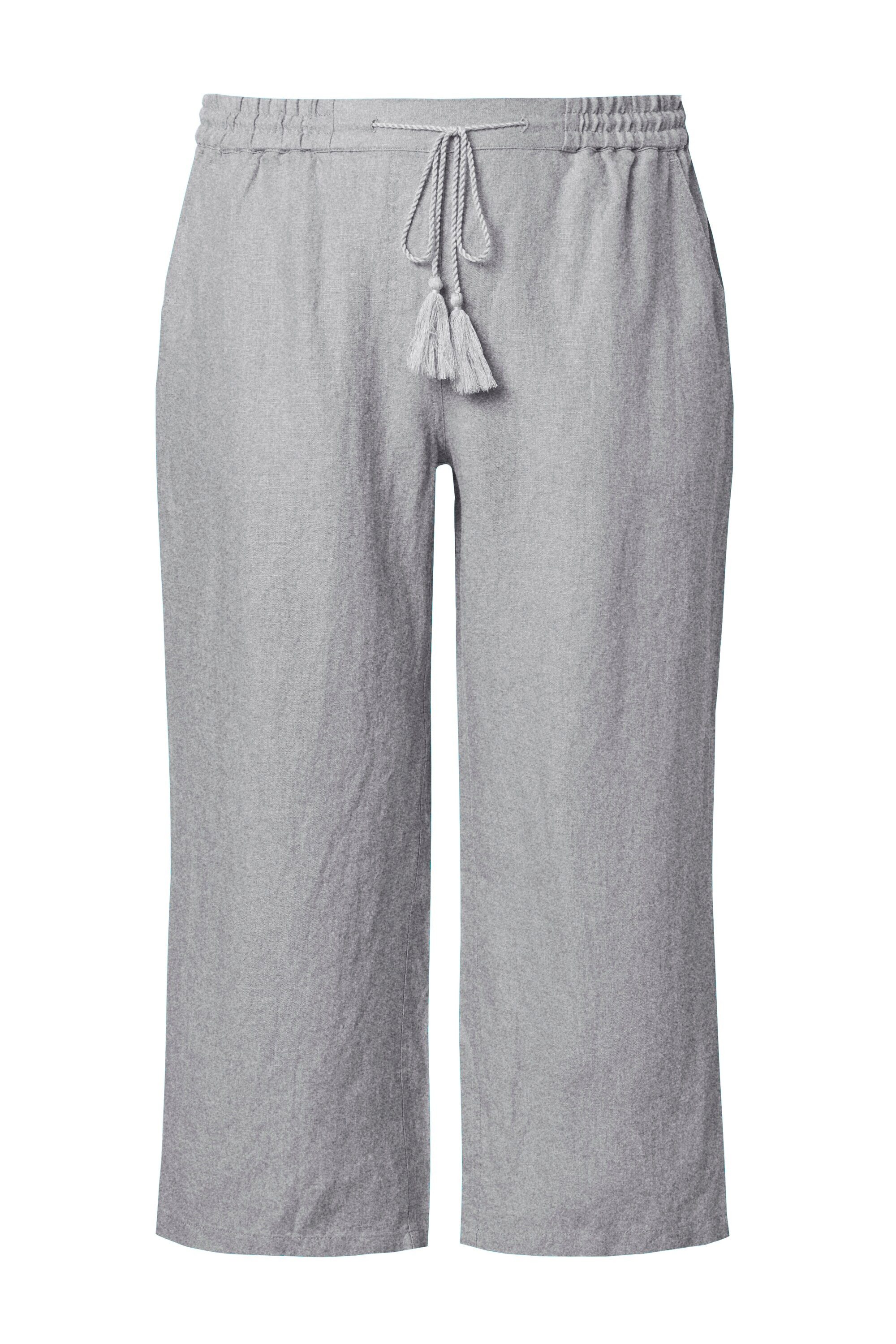 Ulla Popken Funktionshose 7/8-Leinenhose elastischer Bund günstig online kaufen