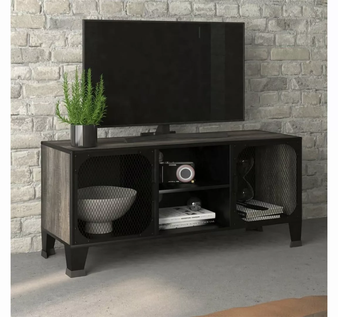 furnicato TV-Schrank Grau 105x36x47 cm Metall und MDF günstig online kaufen