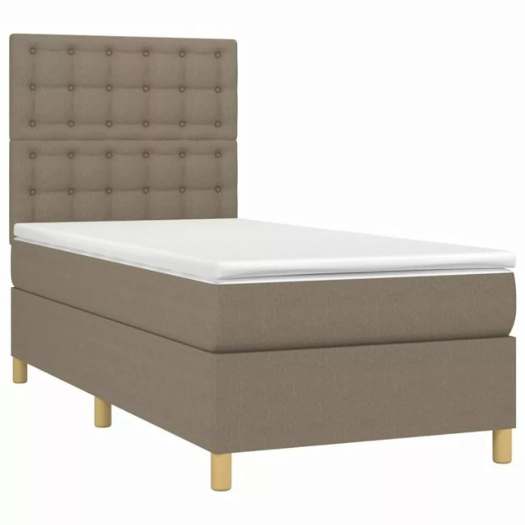 vidaXL Bettgestell Boxspringbett mit Matratze LED Taupe 90x200 cm Stoff Bet günstig online kaufen