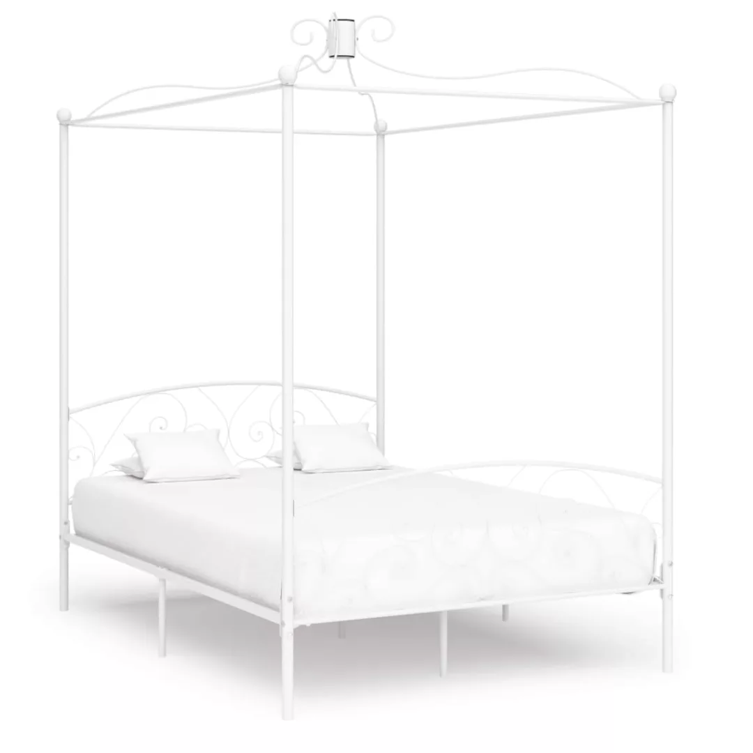 Himmelbett-gestell Weiß Metall 120 X 200 Cm günstig online kaufen