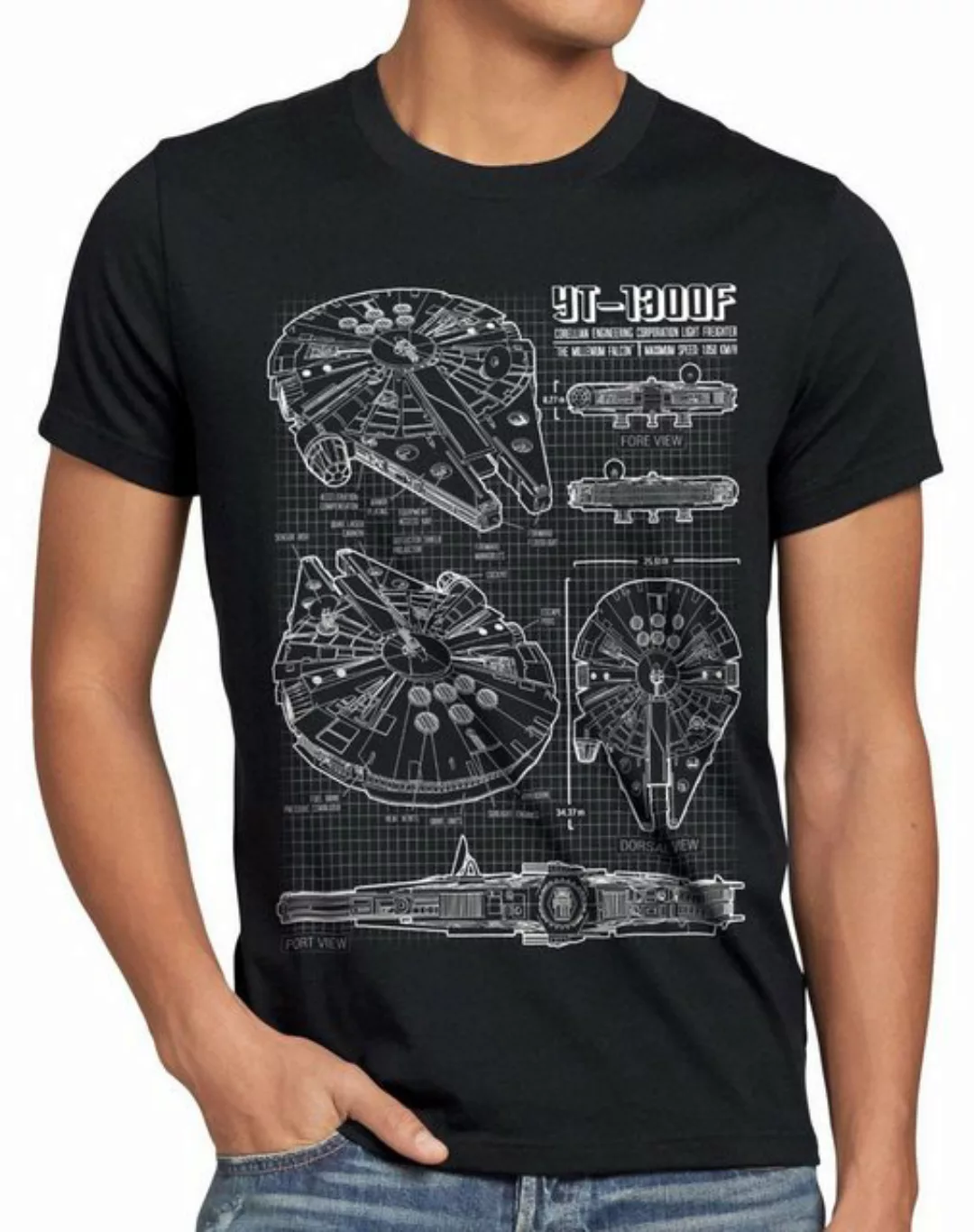 style3 T-Shirt Millennium Falcon star rasender falke sterne wars krieg der günstig online kaufen