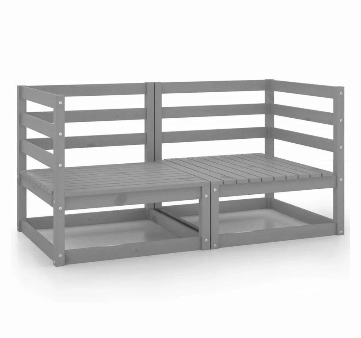 furnicato Ecksofa Garten-Ecksofas 2 Stk. Grau Massivholz Kiefer, 1 Teile günstig online kaufen