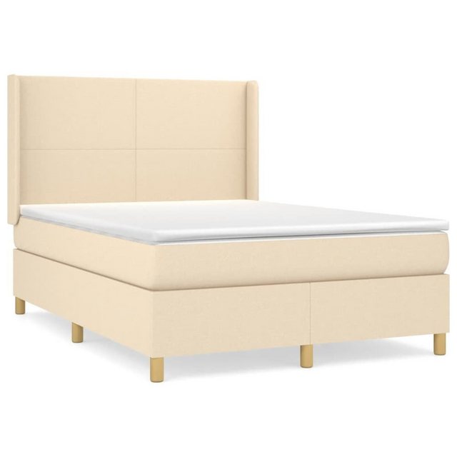 vidaXL Bettgestell Boxspringbett mit Matratze Creme 140x200 cm Stoff Bett B günstig online kaufen