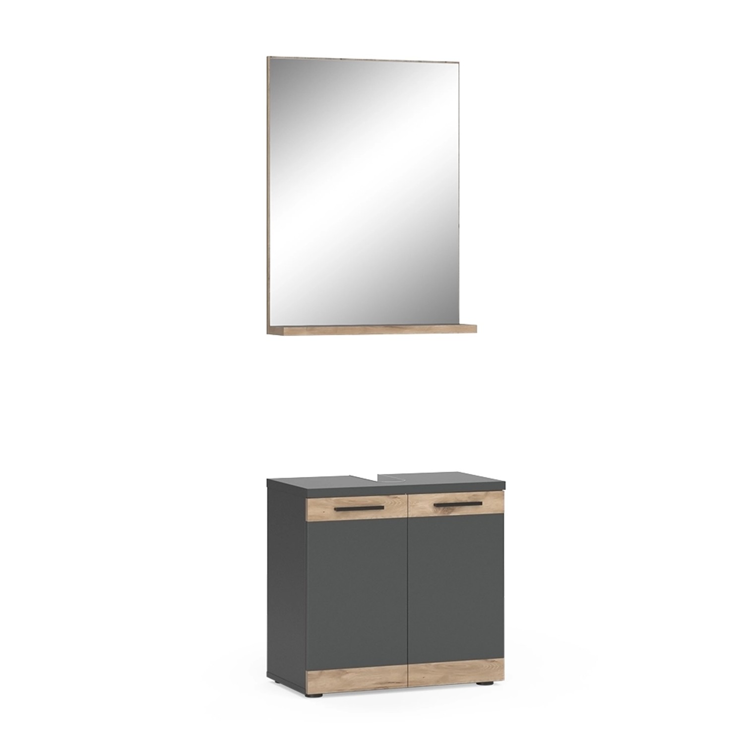 Vicco Badmöbel-Set Niko Anthrazit/Viking Oak mit Spiegel günstig online kaufen