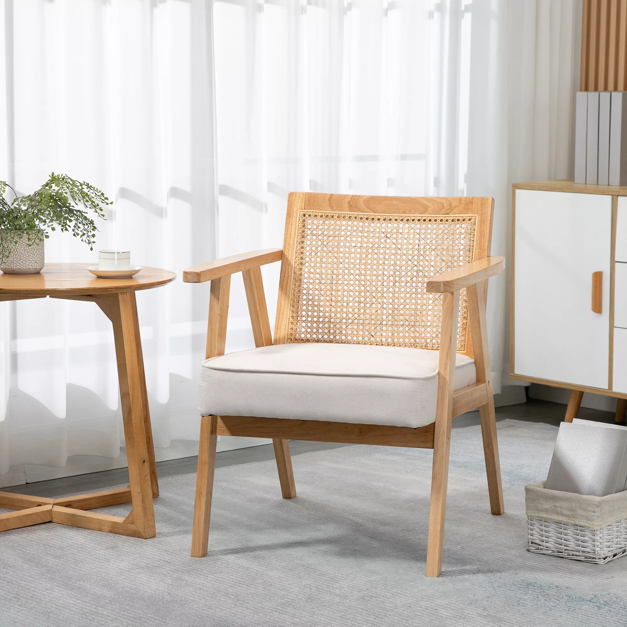 HOMCOM Bequemer Loungesessel mit Rattan-Rückenlehne und dickem Kissen - Kau günstig online kaufen