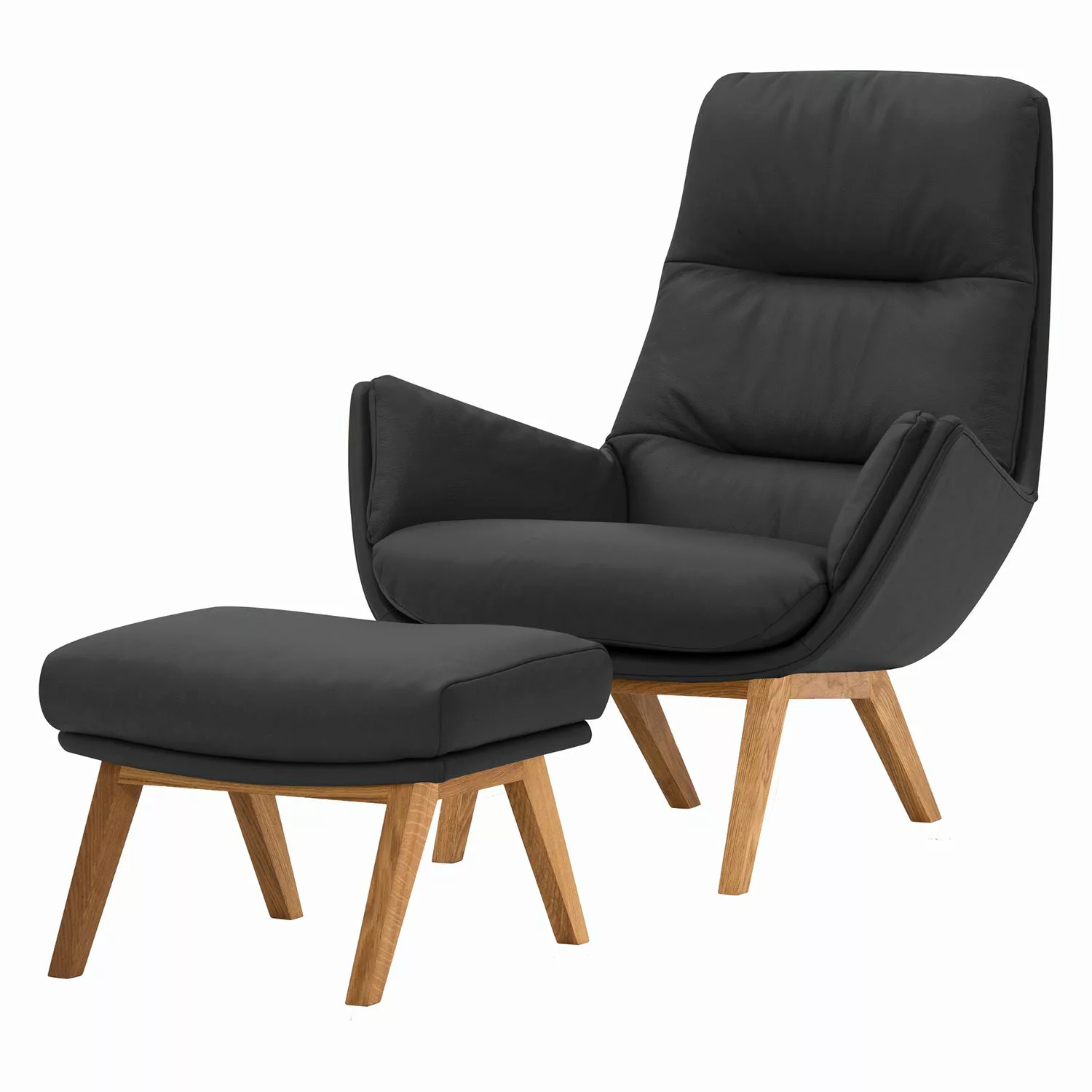 home24 Studio Copenhagen Sessel Garbo I Grau Echtleder 83x95x92 cm (BxHxT) günstig online kaufen