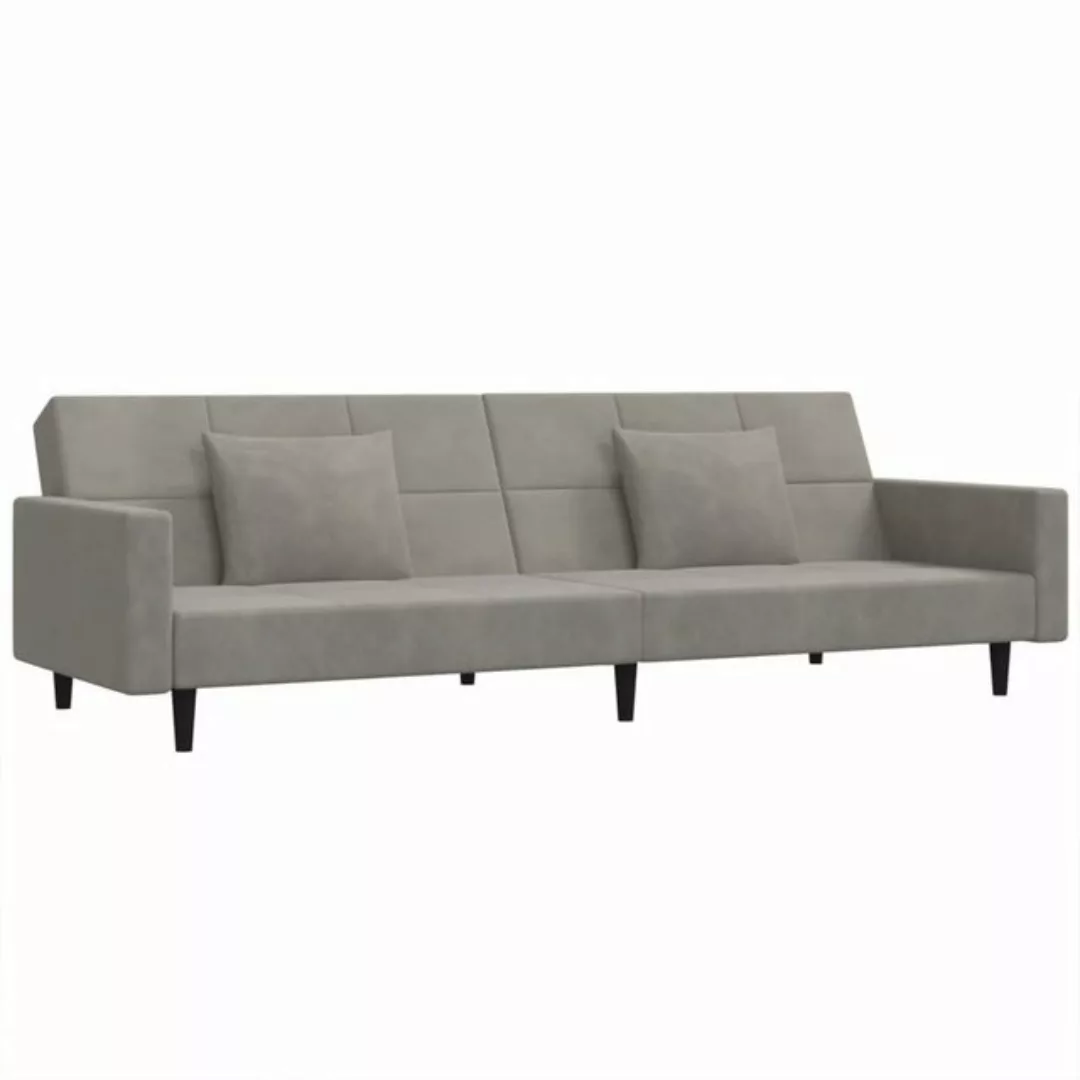 vidaXL Sofa Schlafsofa 2-Sitzer mit 2 Kissen Hellgrau Samt günstig online kaufen