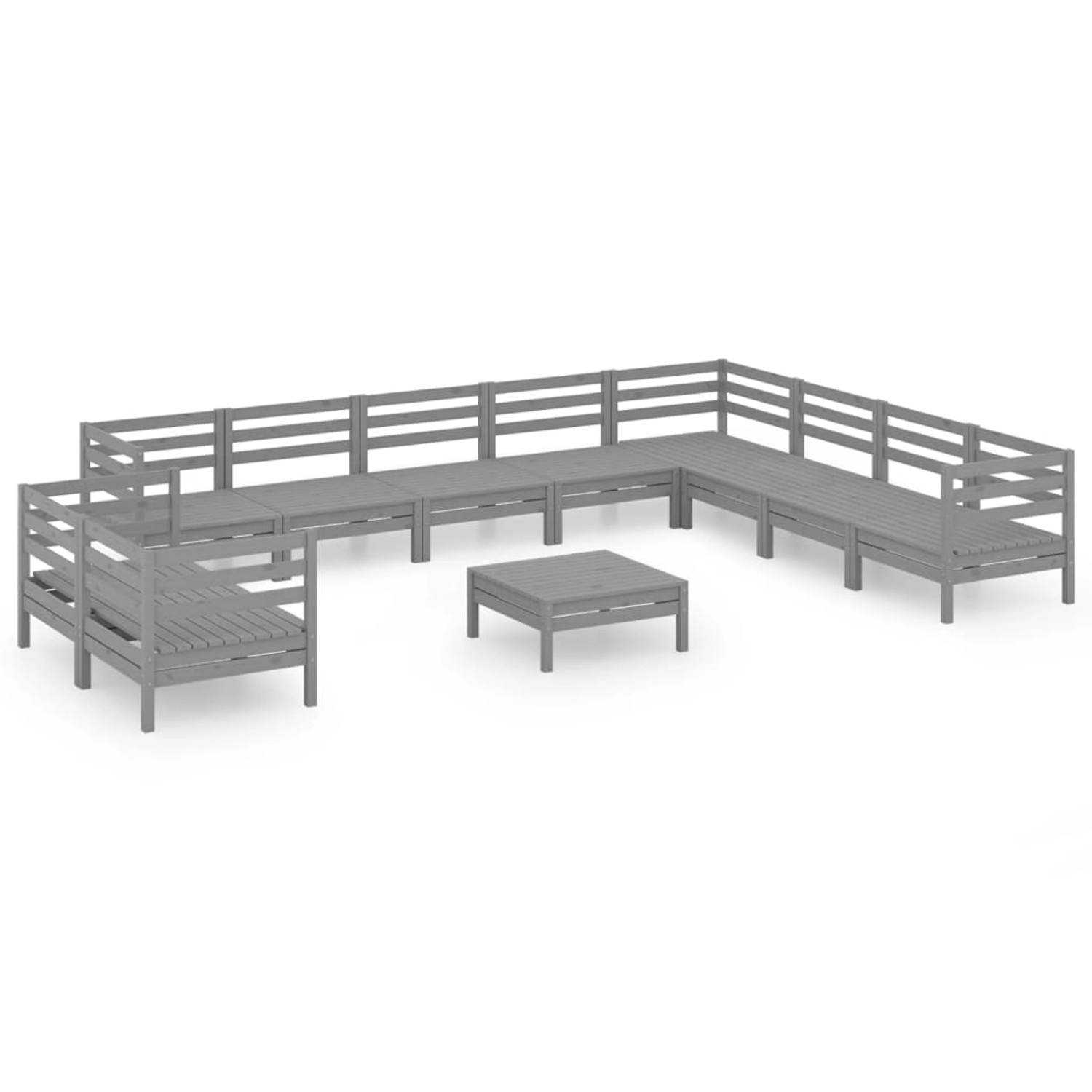 vidaXL 11-tlg Garten-Lounge-Set Massivholz Kiefer Grau Modell 8 günstig online kaufen