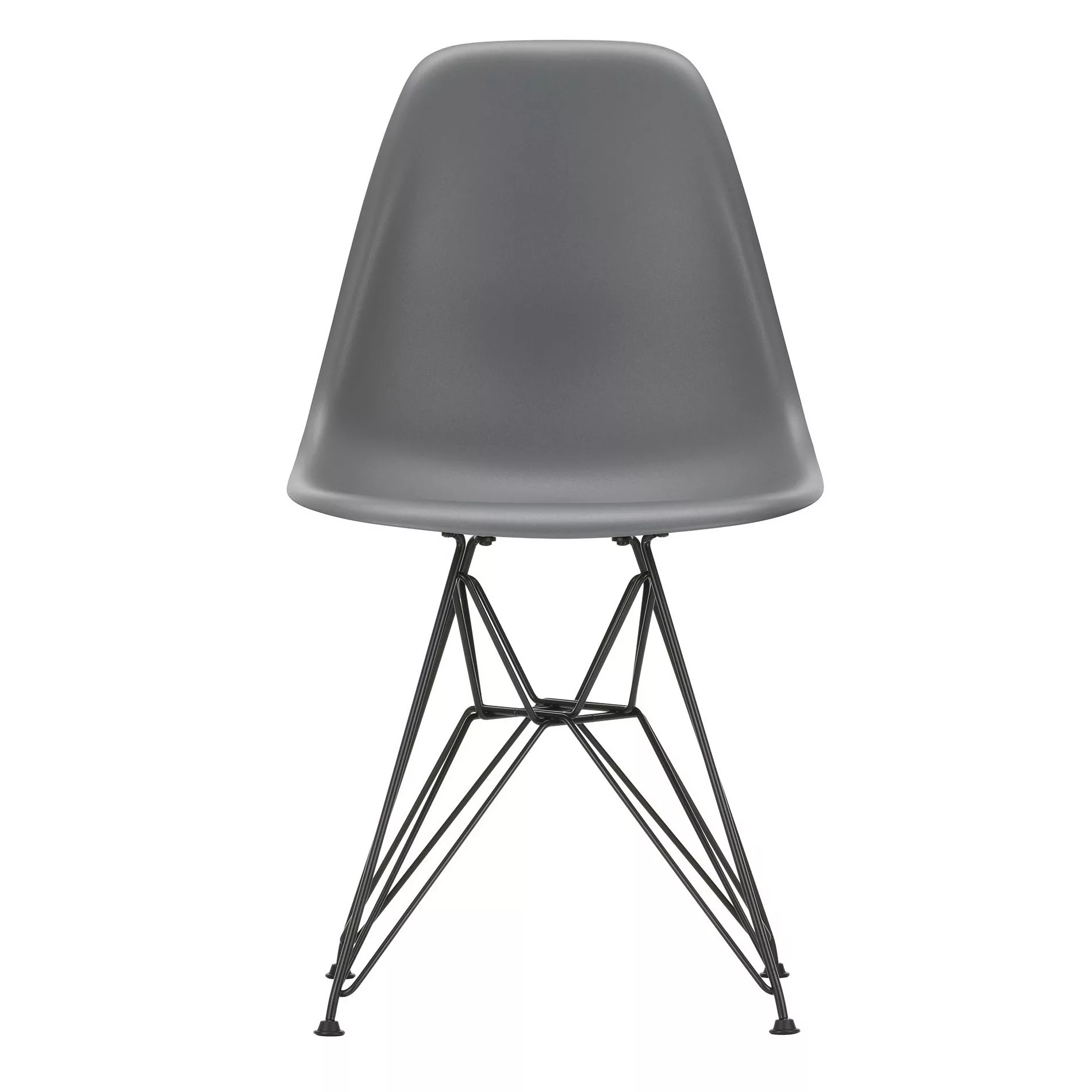 Vitra - Eames Plastic Side Chair DSR Gestell schwarz - granitgrau/Sitz Poly günstig online kaufen