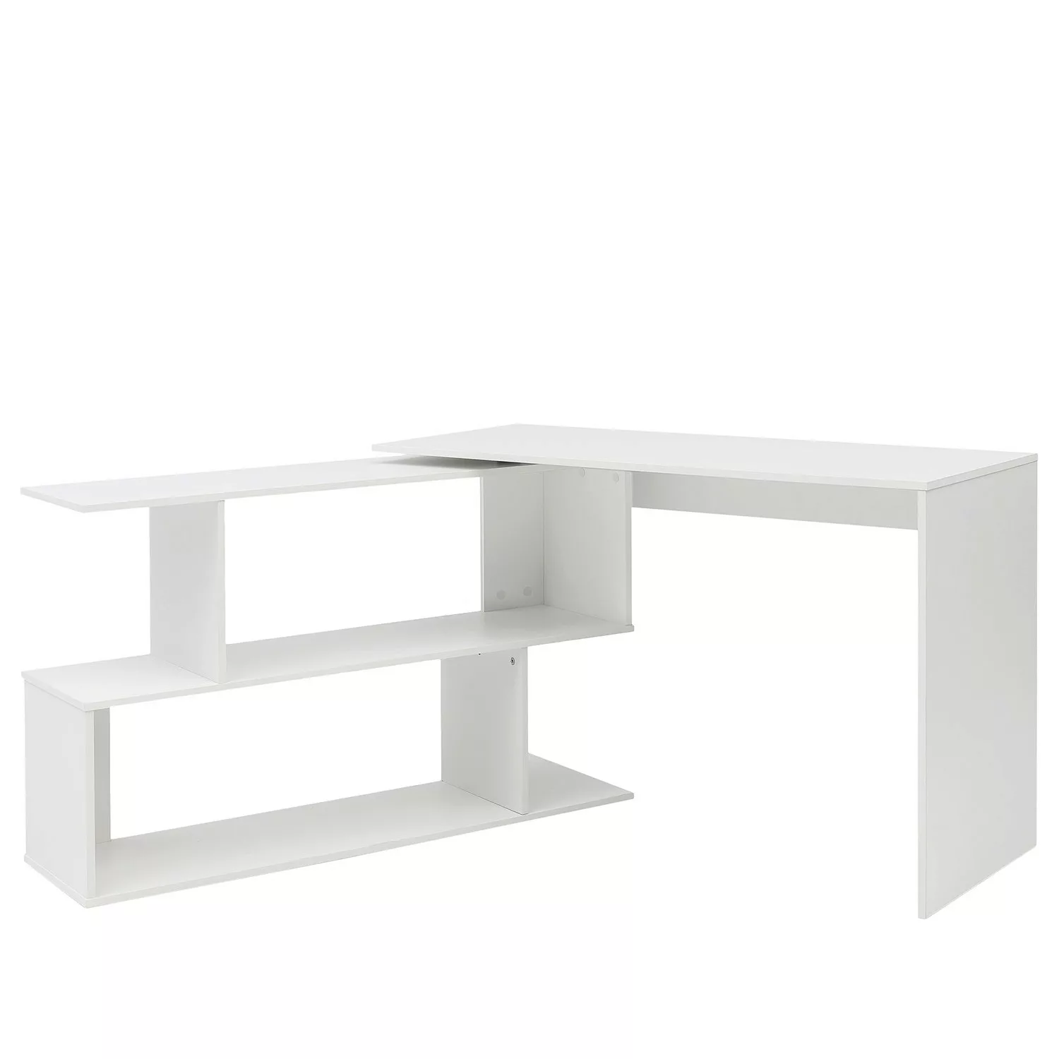 Design Schreibtisch Weiß Matt 119 x 78 x 49 cm mit Ablage Regal | Eckschrei günstig online kaufen