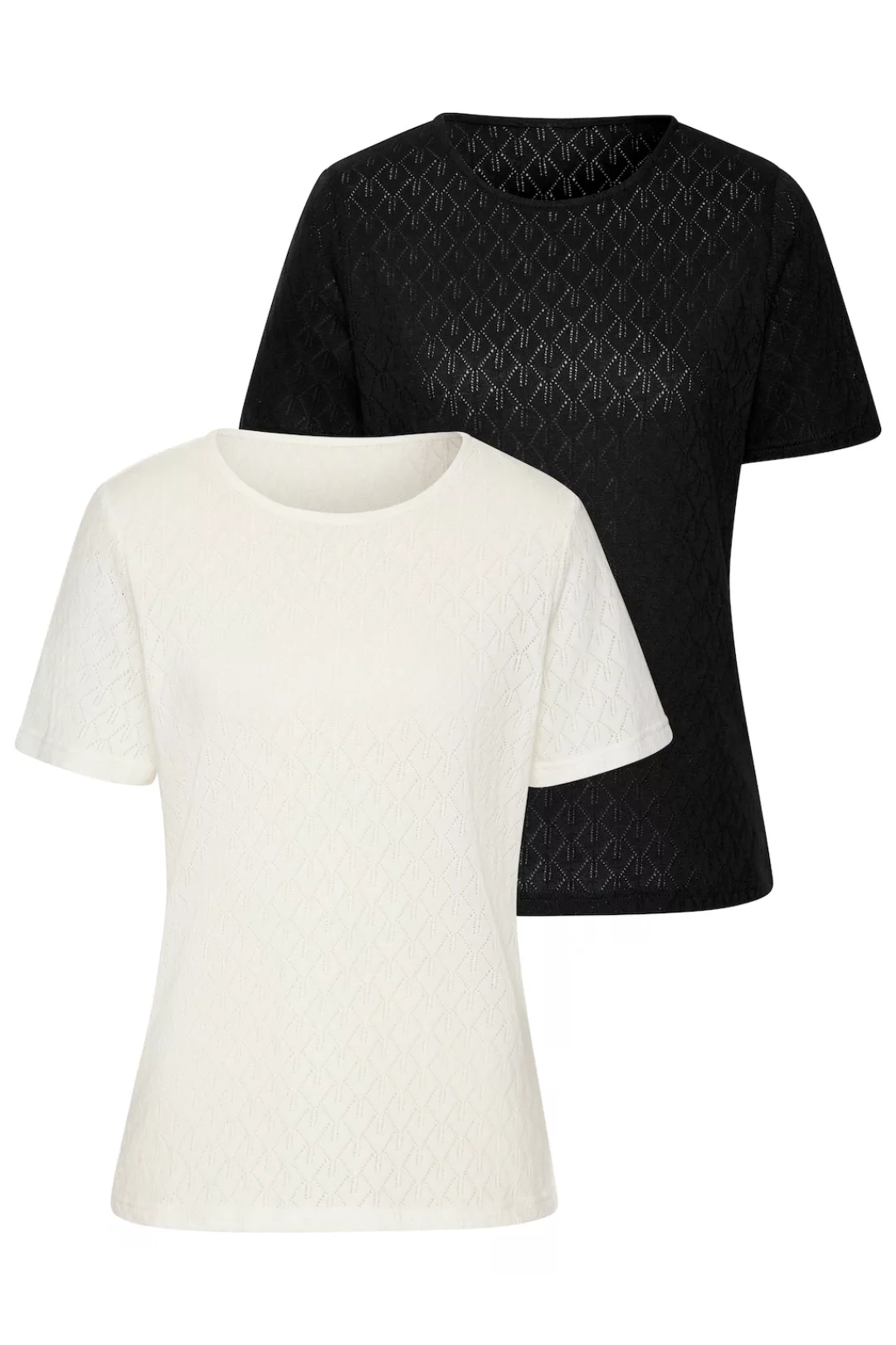 Vivance Kurzarmshirt "mit modischem Ajour-Muster", (2er-Pack), aus weicher günstig online kaufen
