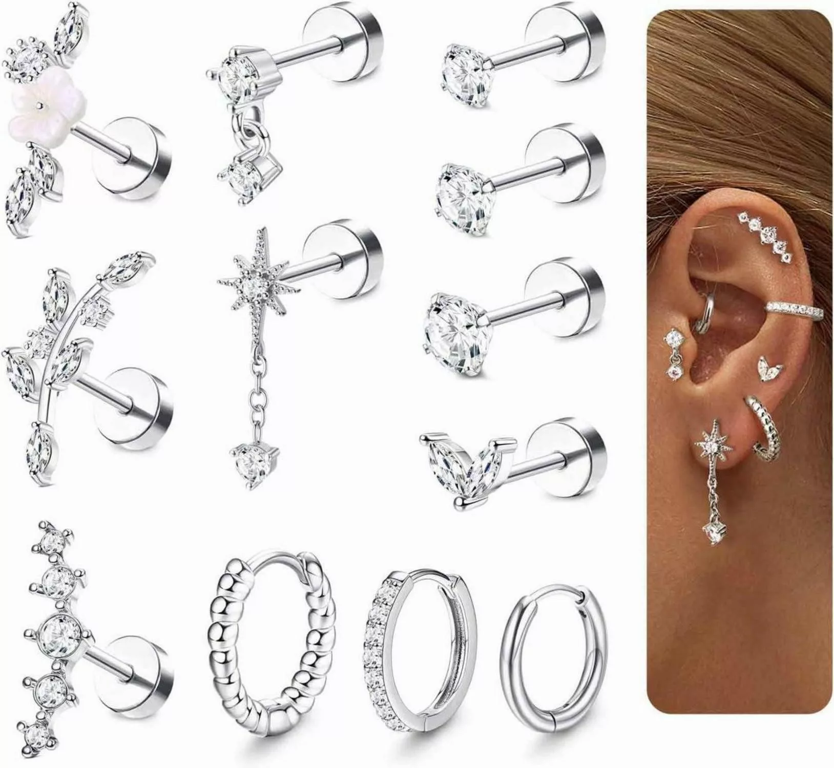 Adramata Piercing-Set 12Pcs Helix Piercings Set günstig online kaufen