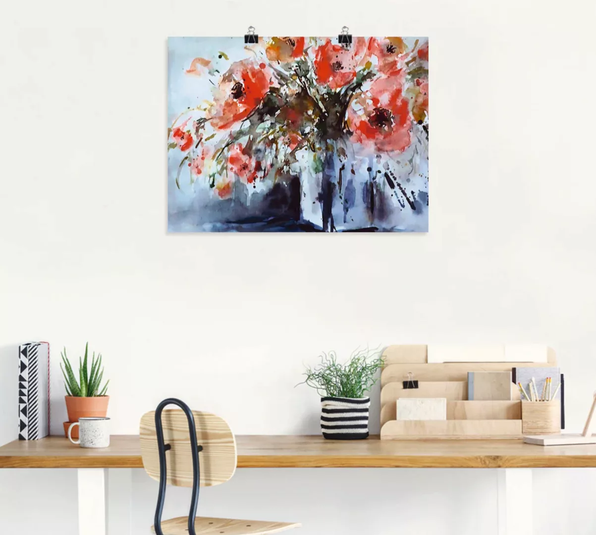 Artland Poster "Mohn in Vase", Blumen, (1 St.), als Alubild, Leinwandbild, günstig online kaufen