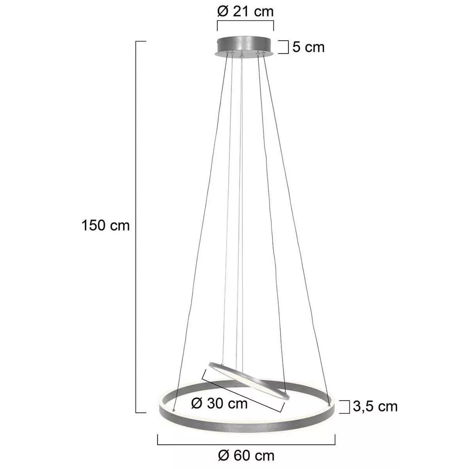 LED-Hängeleuchte Ringlux, 3-flammig stahl, Ø 60 cm günstig online kaufen