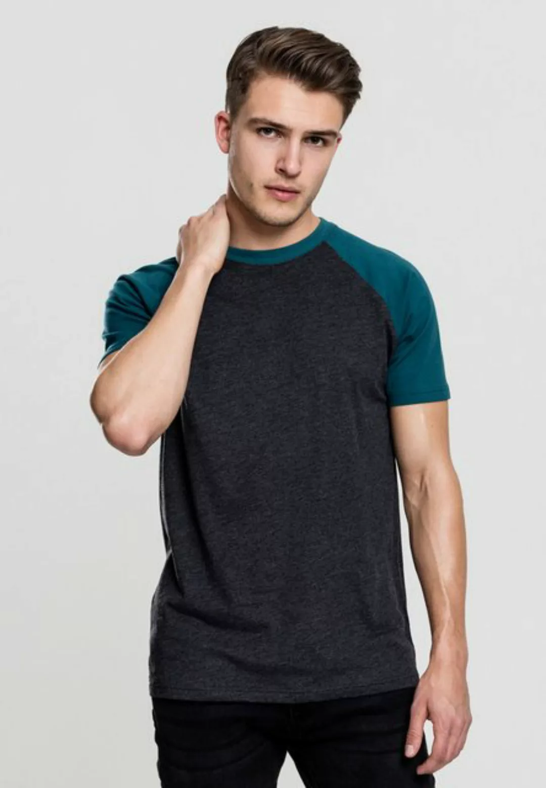 URBAN CLASSICS T-Shirt TB639 - Raglan Contrast Tee charcoal/teal 2XL günstig online kaufen