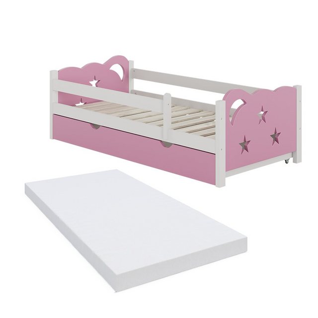 VitaliSpa® Kinderbett Jessica, Rosa/Weiß, 80x160 cm mit Schublade und Matra günstig online kaufen