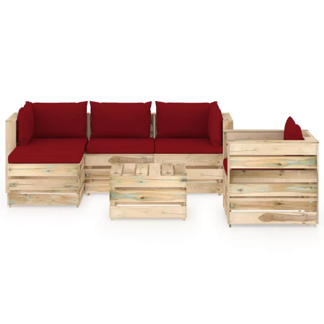 6-tlg. Garten-lounge-set Mit Kissen Grün Imprägniertes Holz günstig online kaufen