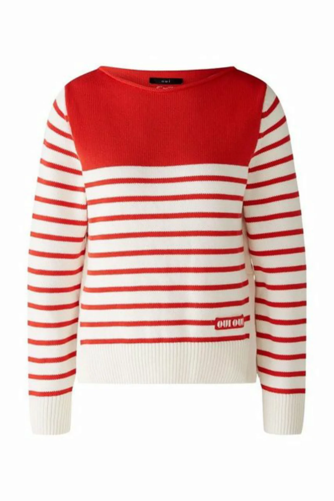 Oui Sweatshirt Pullover, white red günstig online kaufen