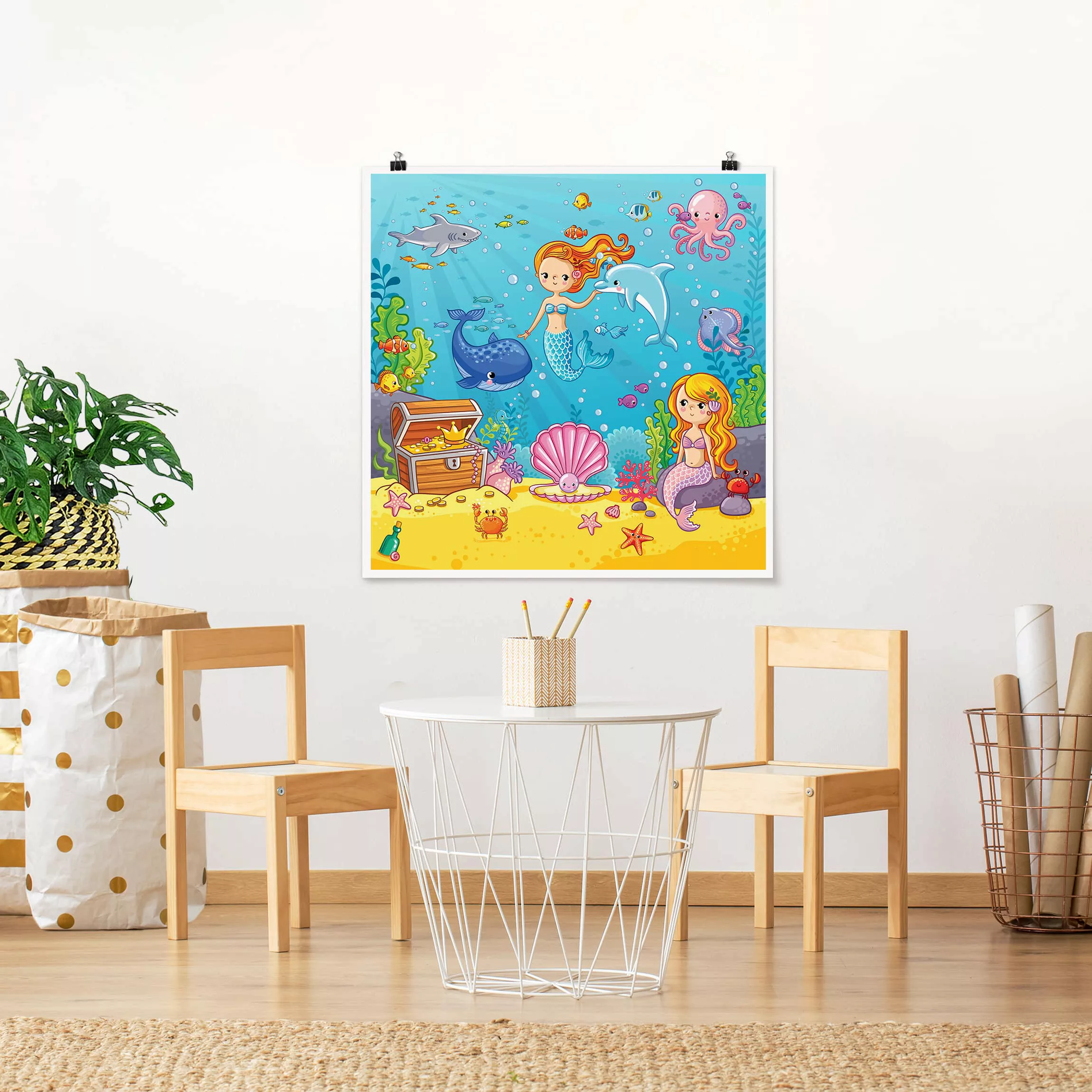 Poster Strand - Quadrat Meerjungfrau - Unterwasserwelt günstig online kaufen