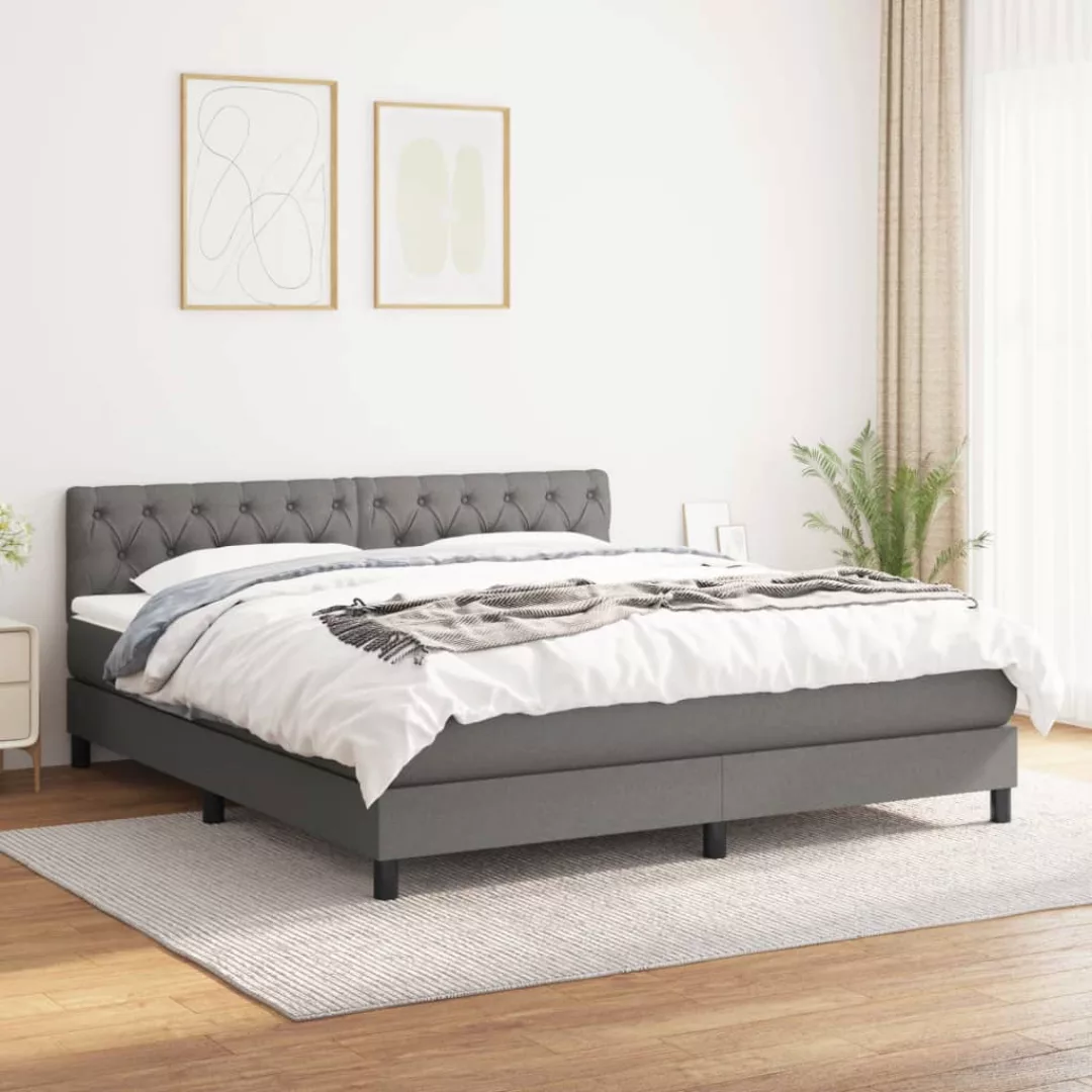 Vidaxl Boxspringbett Mit Matratze Dunkelgrau 160x200 Cm Stoff günstig online kaufen