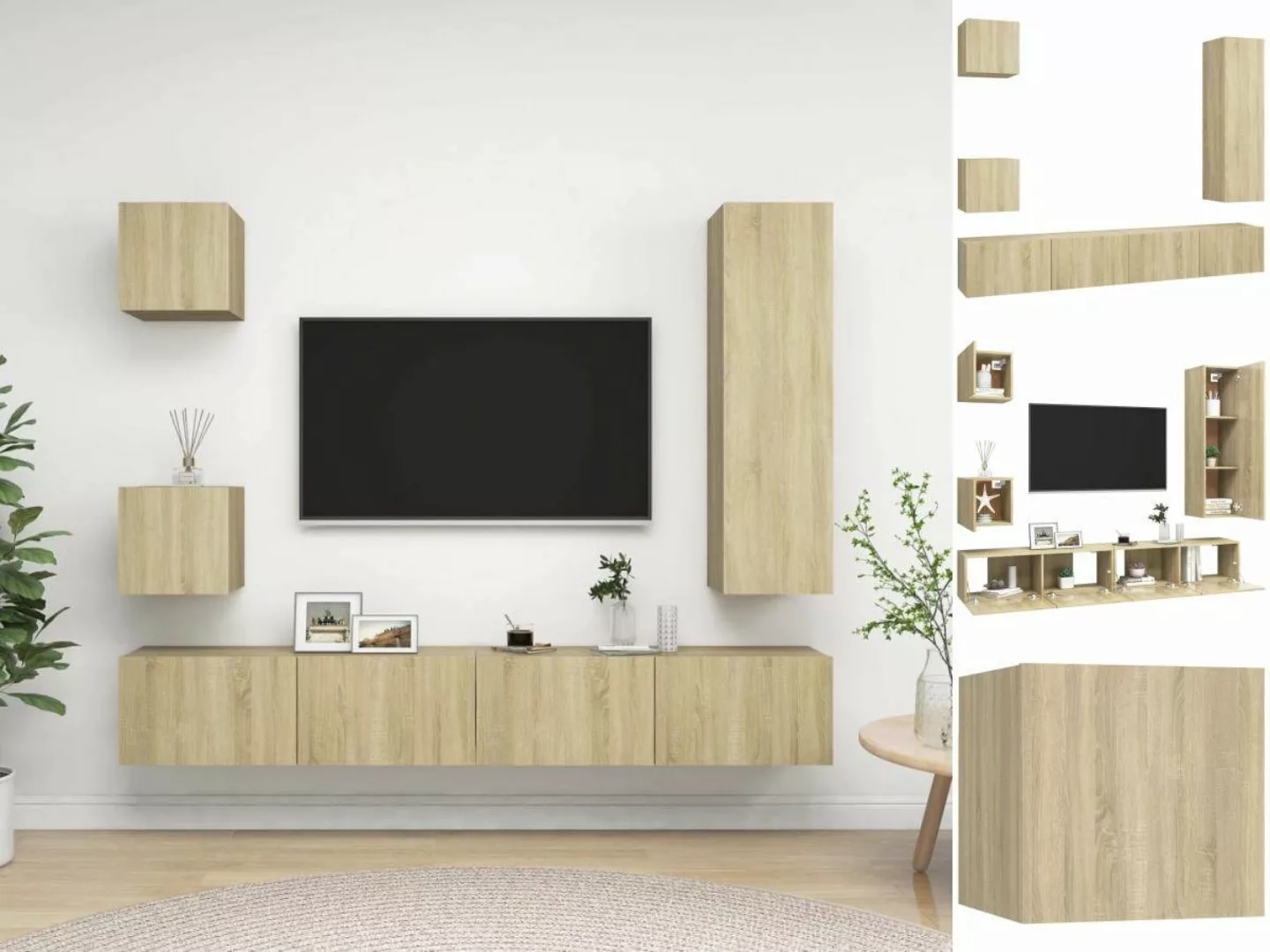 vidaXL TV-Schrank 5-tlg TV-Schrank-Set Sonoma-Eiche Spanplatte TV-Konsole f günstig online kaufen