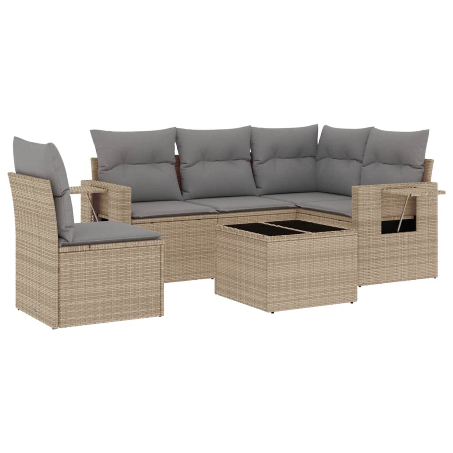 vidaXL 6-Tlg Garten-Sofagarnitur mit Kissen Beige Poly Rattan 3220178 günstig online kaufen