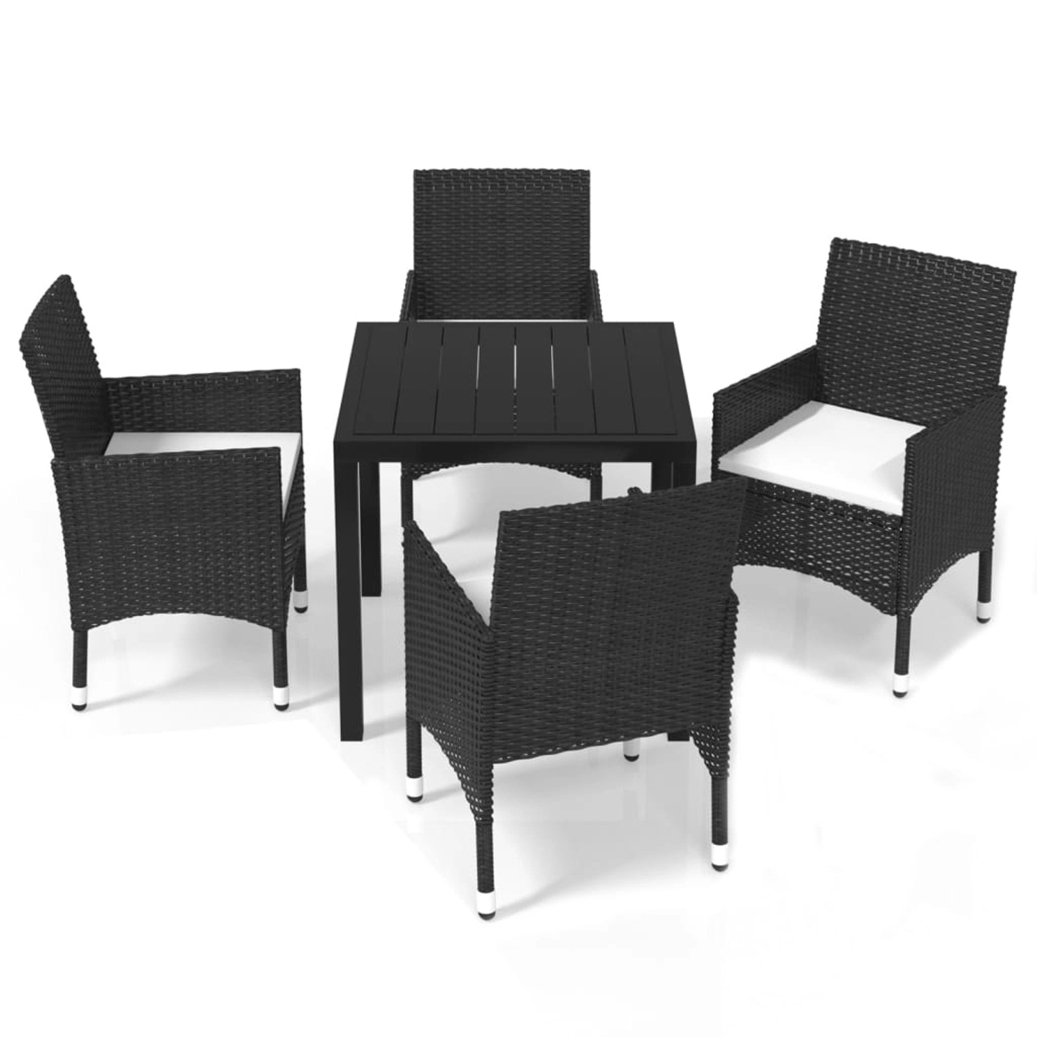 vidaXL 5-tlg Garten-Essgruppe mit Kissen Poly Rattan Schwarz Modell 16 günstig online kaufen